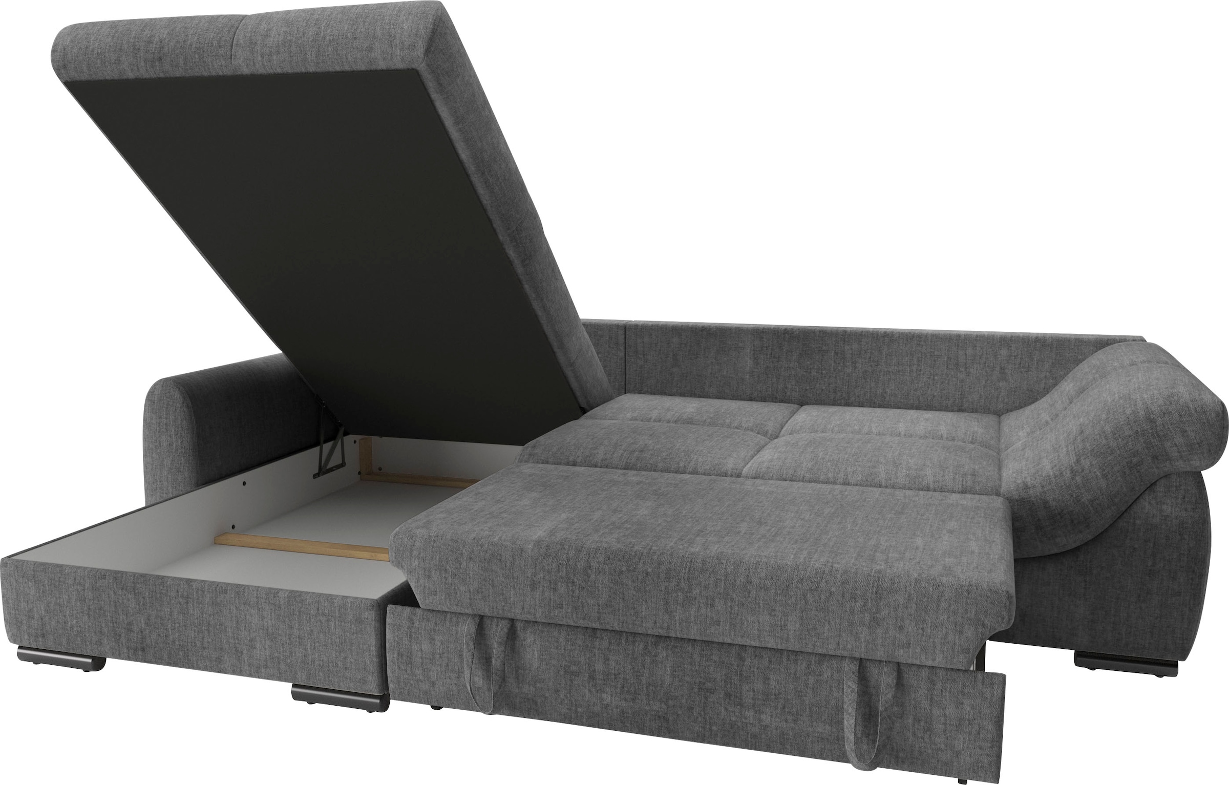 Mr. Couch Ecksofa »Livorno DuraFlex L-Form«, inkl. Hochschläfer-Bettauszug, XL-Bettkasten weiß beschichtet