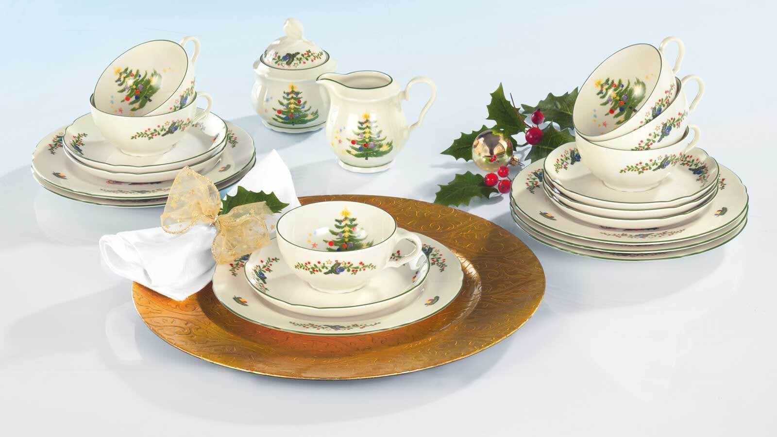 Seltmann Weiden Tasse »Teetassen Marieluise Weihnachten 130 ml 6er Set weiß-grün« Spülmaschinengeeignet, Mikrowellengeeignet, Ofenfest, Salamandergeeignet, Kühlschrankgeeignet, Gefrierschrankgeeignet