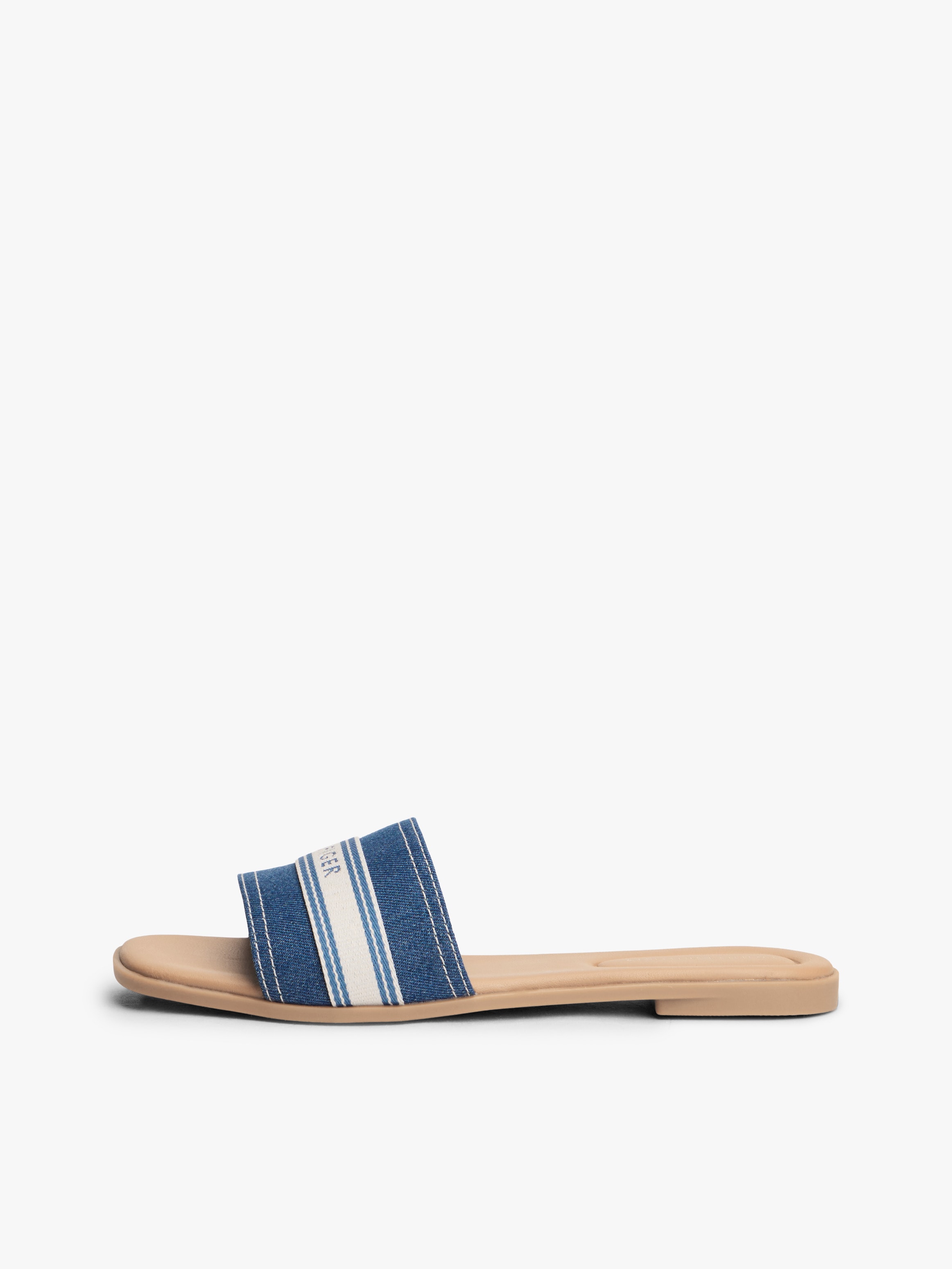 Tommy Hilfiger Pantolette »FLAT MULE WEBBING«  Sommerschuh, Flats mit modischem Kontrastbesatz