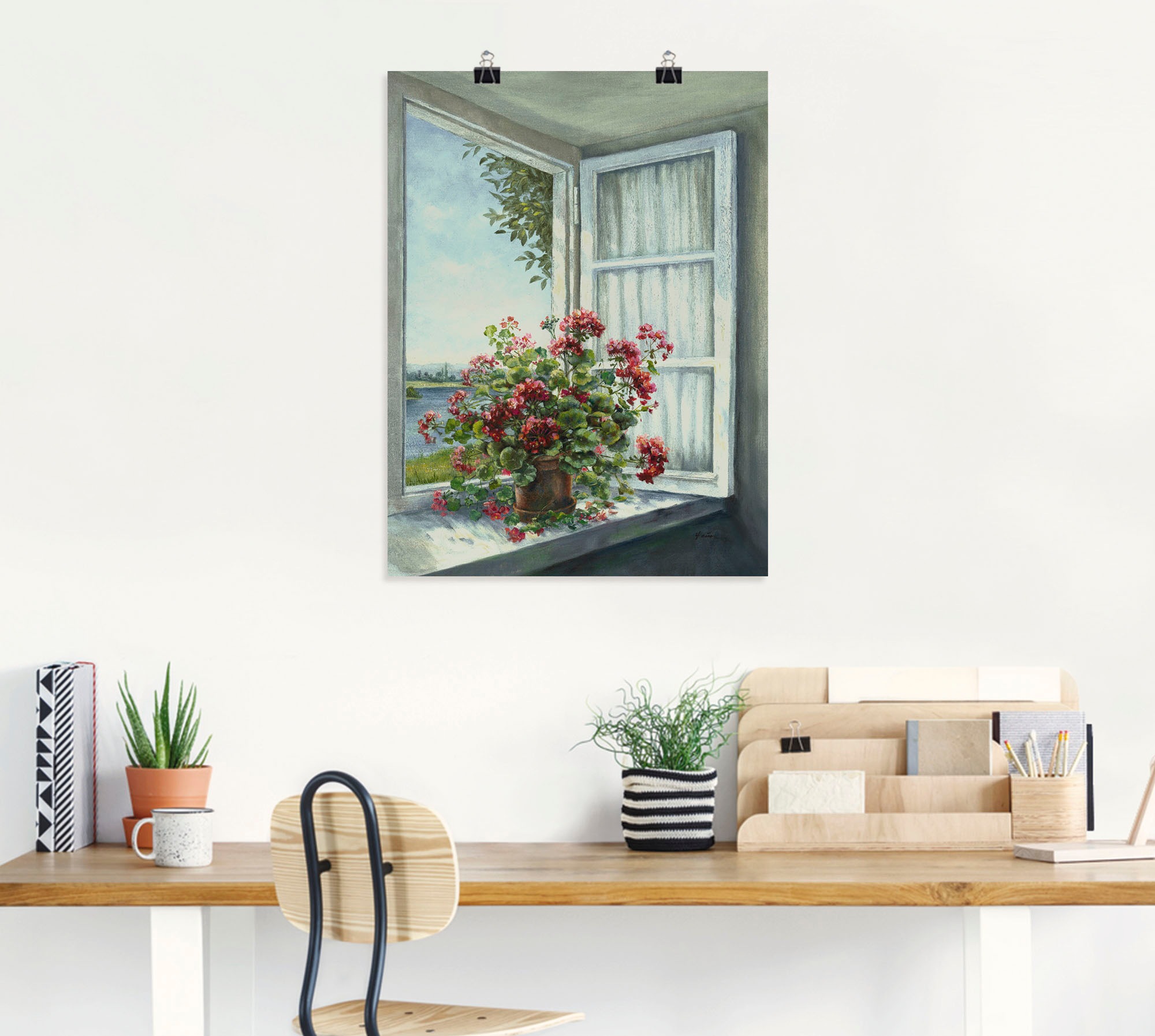 Artland Wandbild »Geranien am Fenster«, Blumen, (1 St.), als Alubild, Outdoorbild, Leinwandbild, Poster, Wandaufkleber