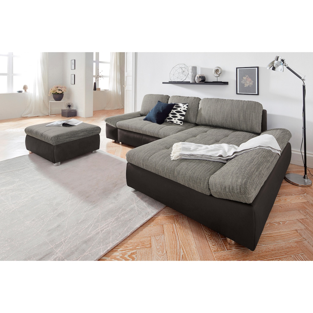 sit&more Ecksofa »Bergamo L-Form«, wahlweise mit Bettfunktion, Bettkasten und Armteilfunktion