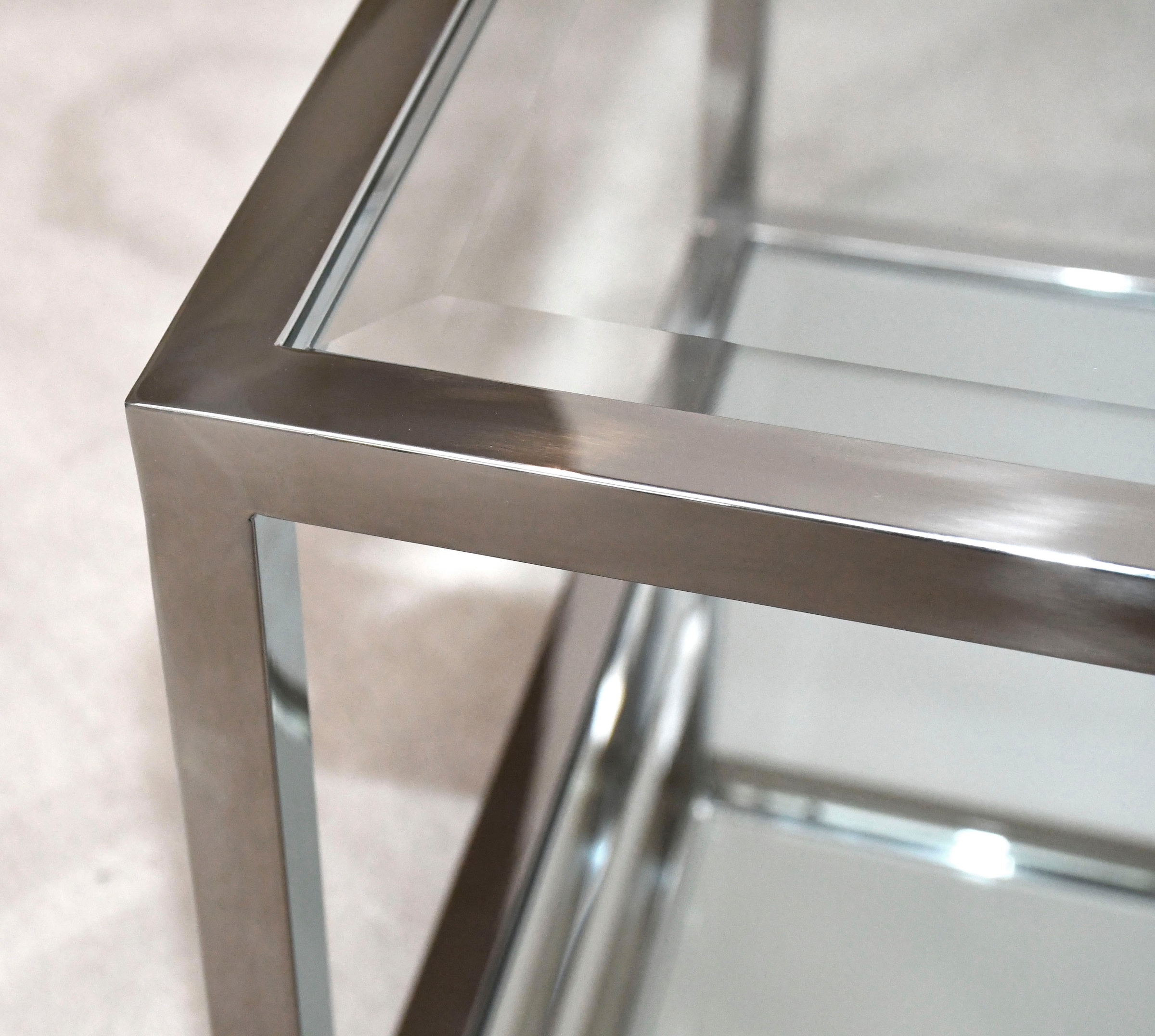 Leonique Couchtisch »Maik« Couchtisch, 4 Tische, Glas, Chromgestell, 50x50x35/45