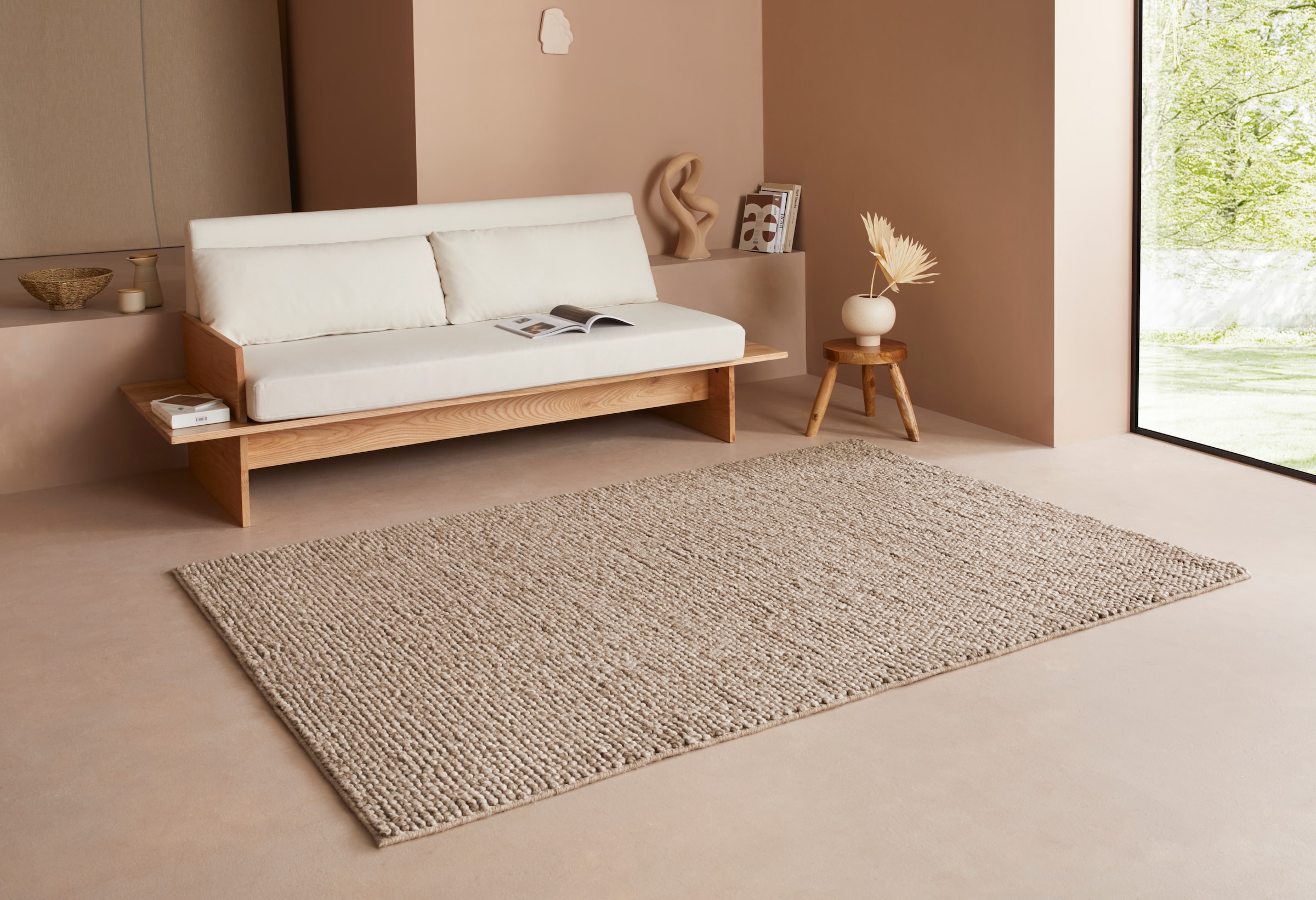 LeGer Home by Lena Gercke Wollteppich »Ainhoa, handgewebt, Wolle«, rechteckig, 12 mm Höhe, einfarbig, Wolle, Handweb Teppich, Wohnzimmer, Schlafzimmer, Esszimmer