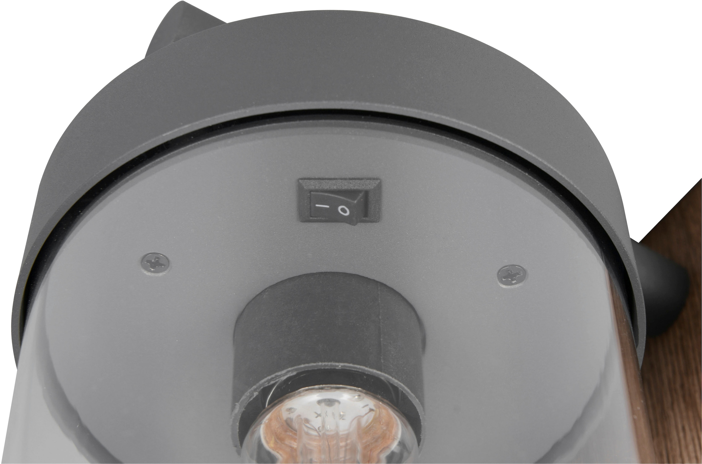 TRIO Leuchten Außen-Wandleuchte »SAMBESI, Laternen Optik Hauswand, exkl 1x E27 max 28W Dämmerungssensor« E27 1 Stk. warmweiß - kaltweiß Fassadenbeleuchtung aus Alu Druckguss, Rückenplatte Holz Nachbildung