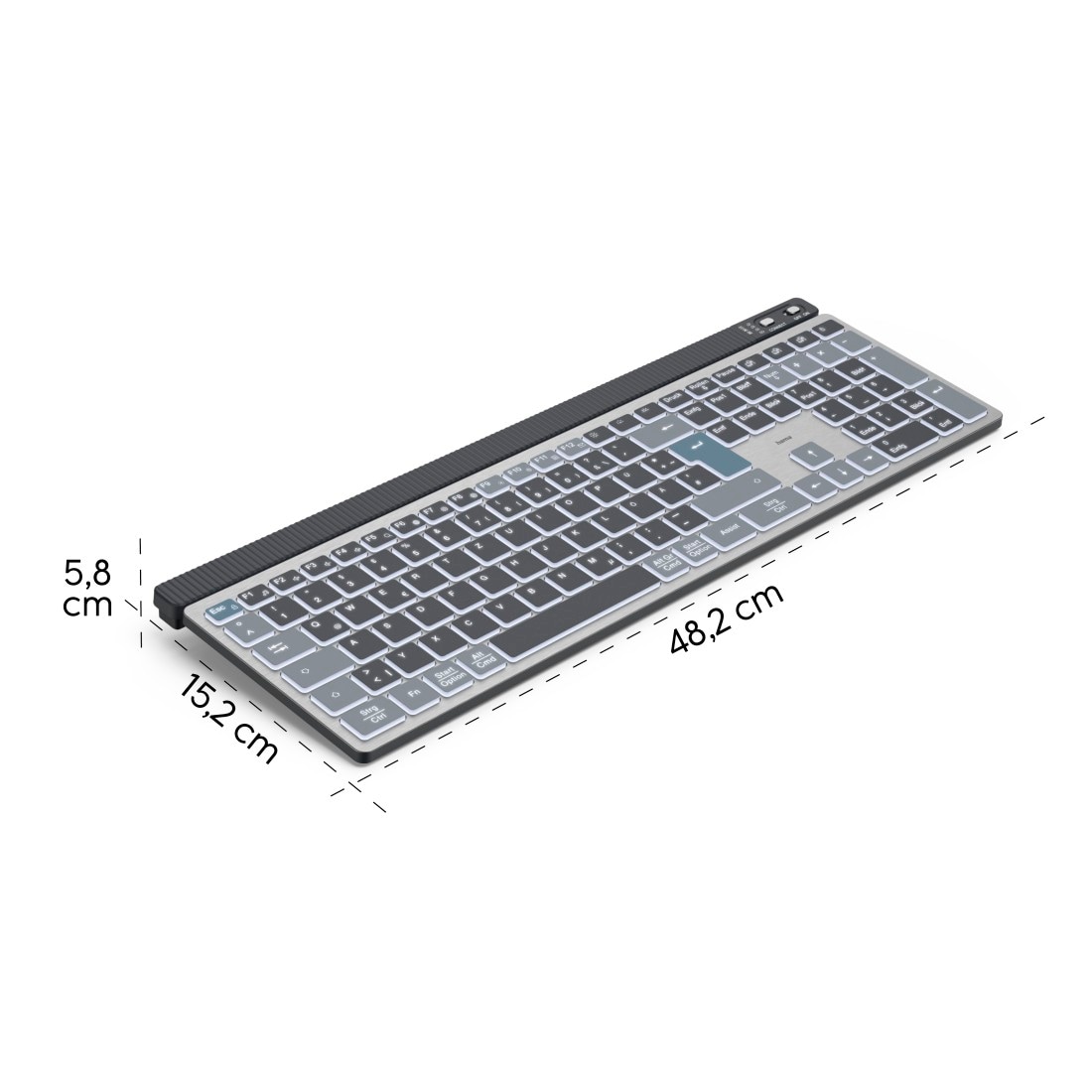 Hama Tastatur »Tastatur WK-750 (kabellos, beleuchtet, QUERTZ, Multi-Device)« (ausklappbare Füße)