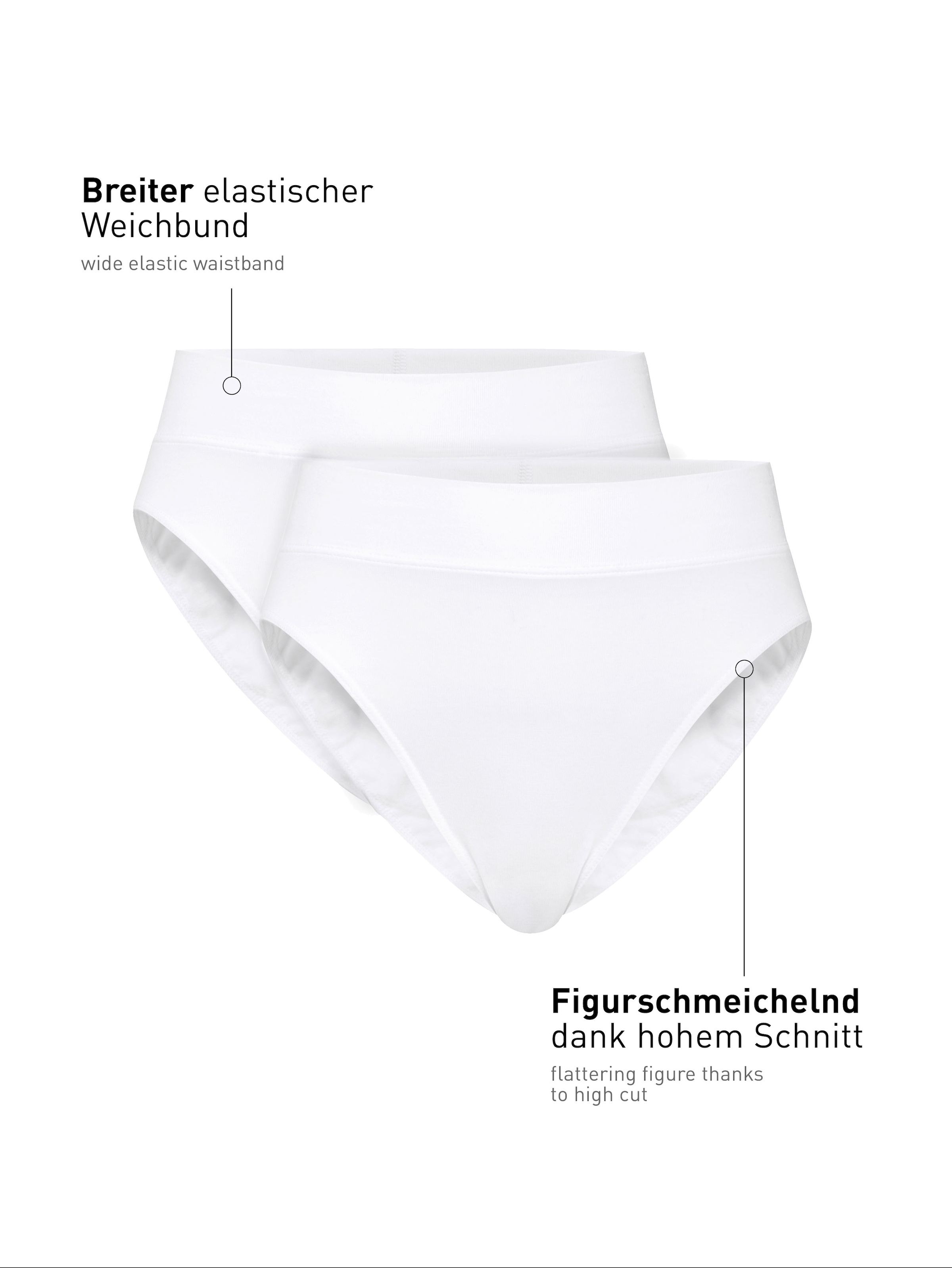 CALIDA High-Waist-Slip »Elastic Duopack« 2er Pack,  breiter Softbund, elastisch, atmungsaktiv, weich