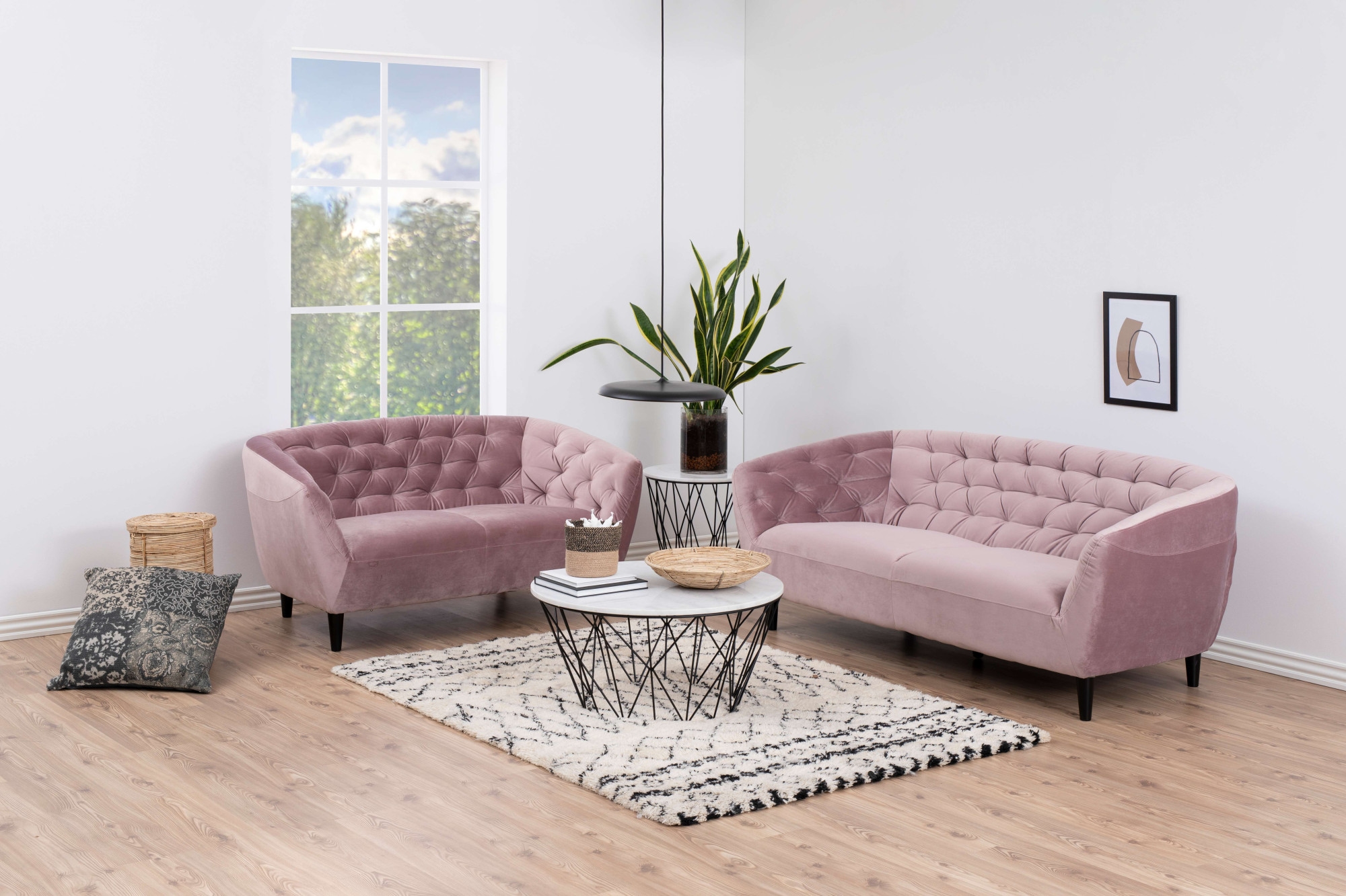 ACTONA GROUP 3-Sitzer »Ria Couch, Sofa,«, Samtstoff, Massivholz-Beine, Taschenfederkern, Tufting, mit Armlehnen