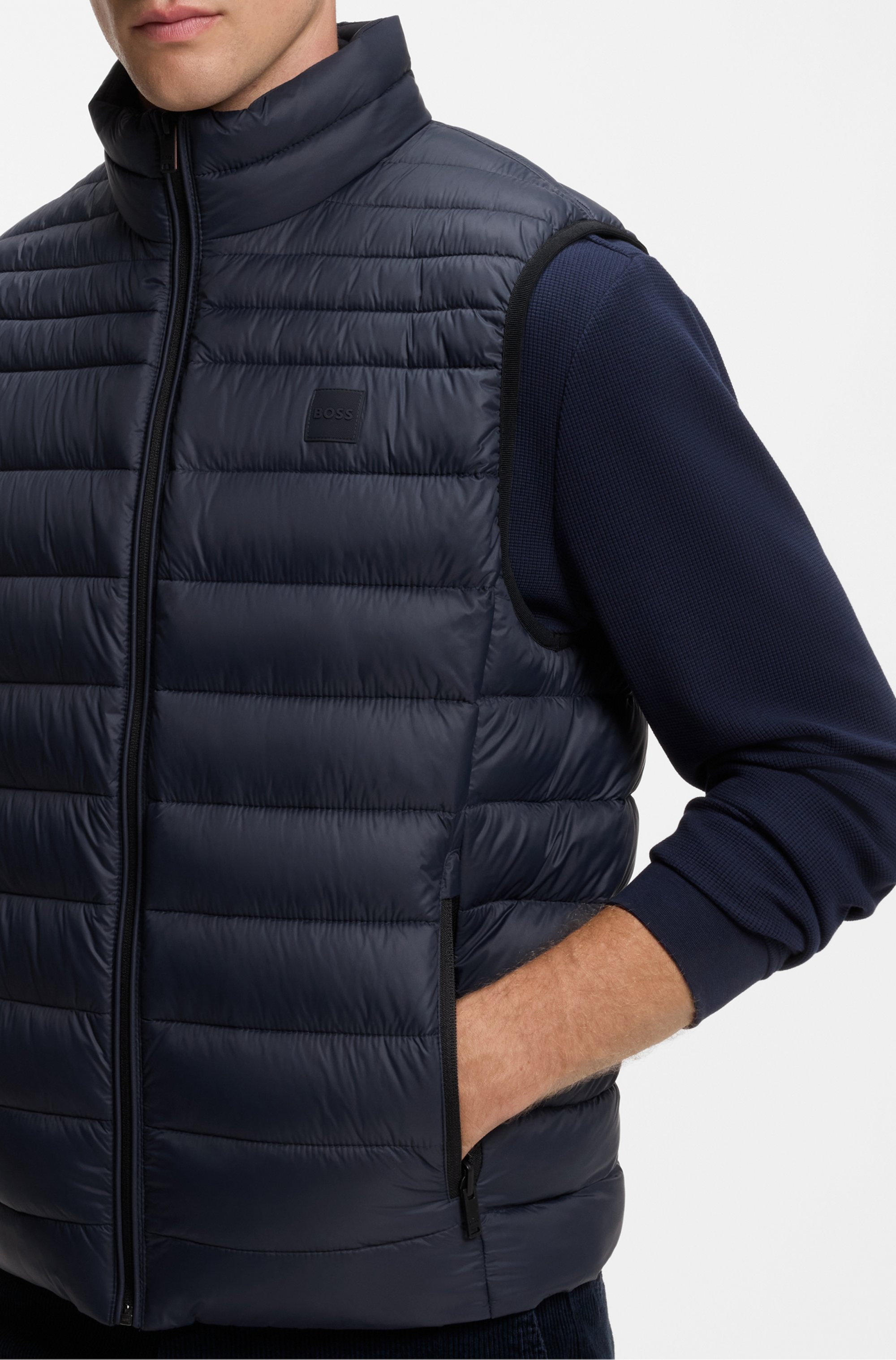 BOSS ORANGE Steppweste »Odeno« Stehkragen, slim fit, kurze Länge
