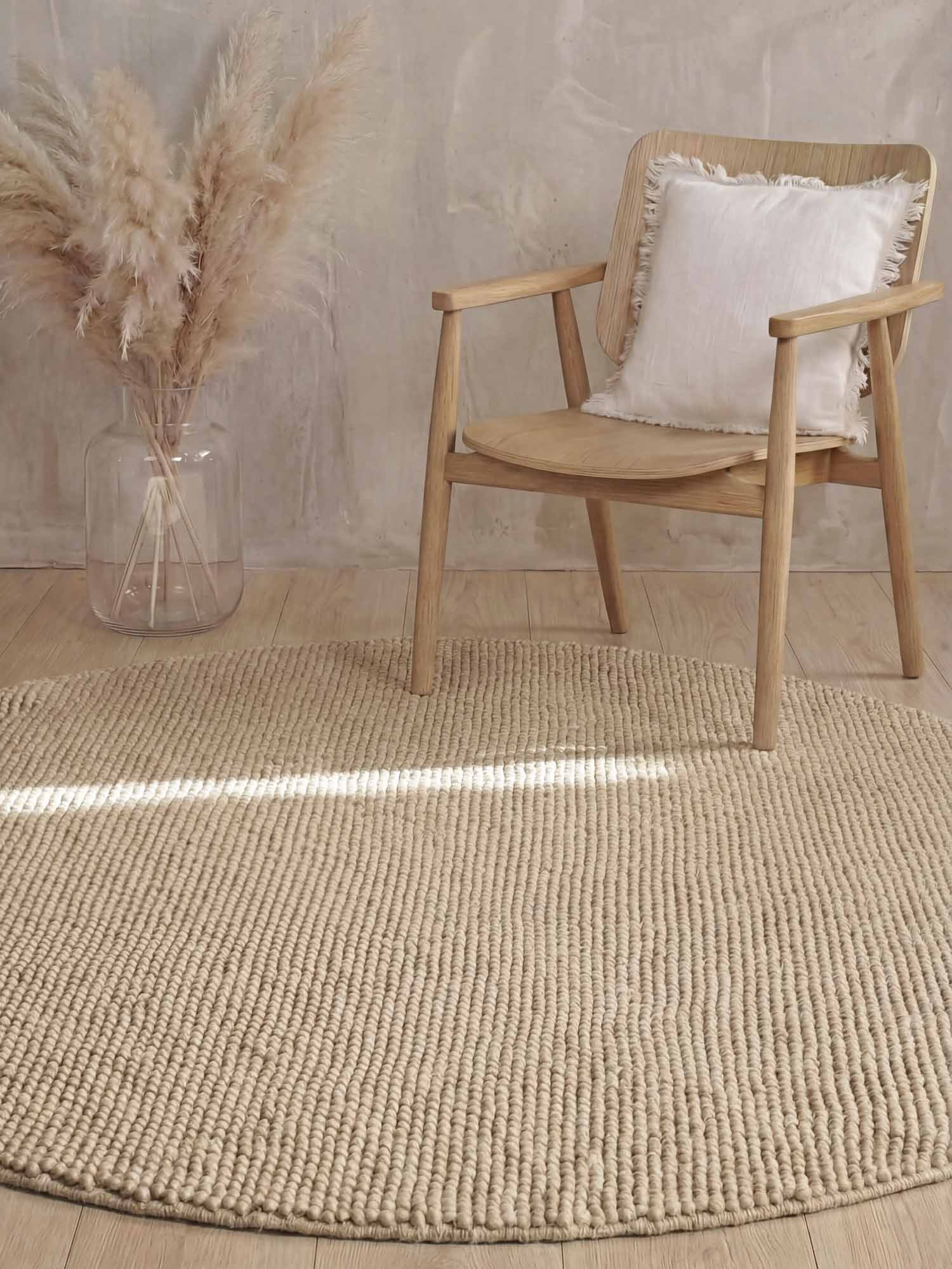 Ted Baker Wollteppich »Diana« rund 16 mm Höhe Wolle, Natur, Handgemacht, Wohnzimmer, Esszimmer, Schlafzimmer, Skandi
