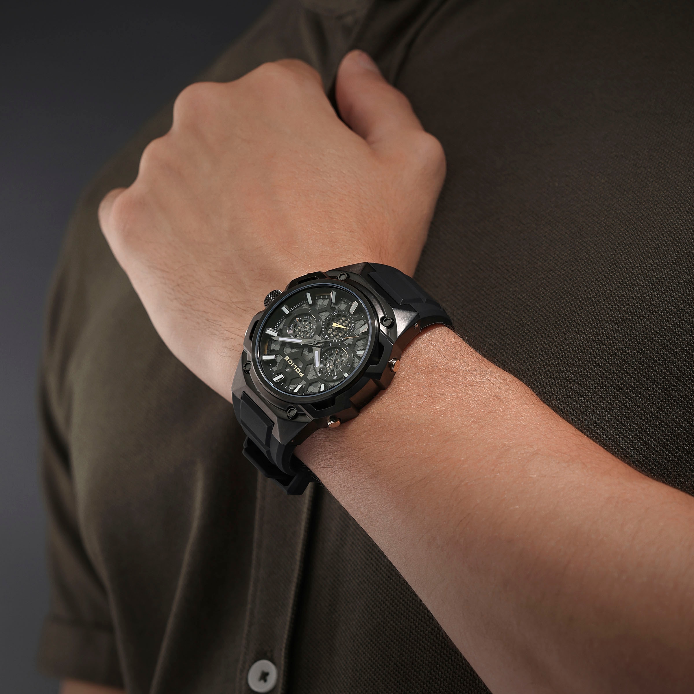 Police Multifunktionsuhr »CHALLANGER« Quarzuhr, Armbanduhr, Herrenuhr, Silikonarmband, analog