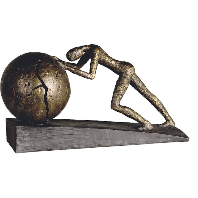 Casablanca by Gilde Dekofigur »Skulptur Heavy Ball«, Dekoobjekt, Höhe 22 cm,  mit Spruchanhänger, Wohnzimmer bequem bestellen