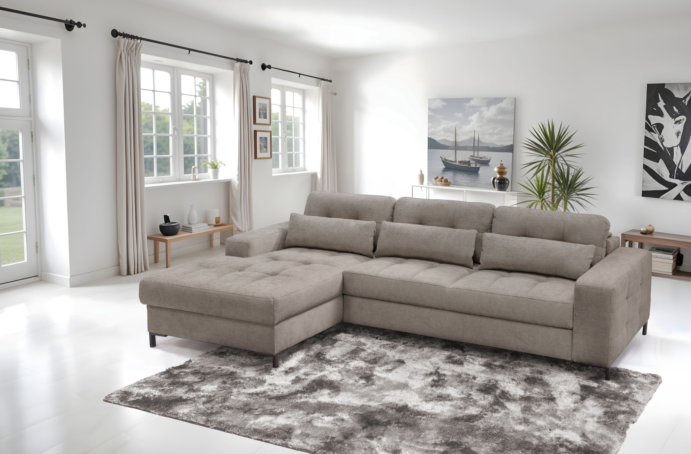 exxpo - sofa fashion Ecksofa »Bonito, mit Rücken- und Sitztiefenverstellung, inkl. Bett & Bettkasten«, Sitztiefenverstellung,Höhenverstellung