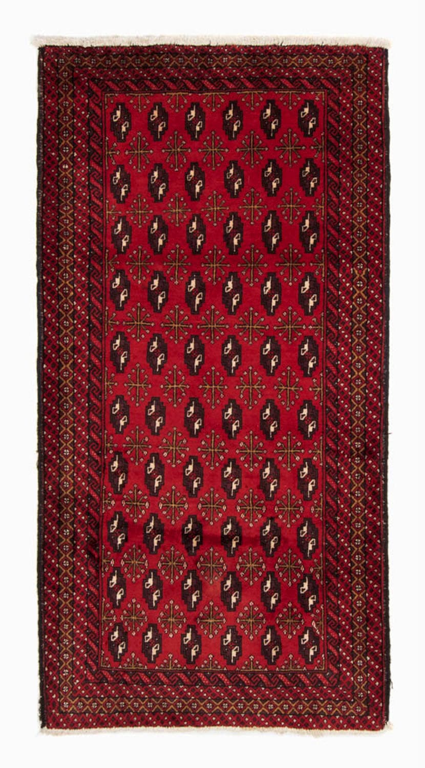 Hochflor-Läufer »Belutsch Durchgemustert Rosso 208 x 108 cm«, rechteckig, Handgeknüpft