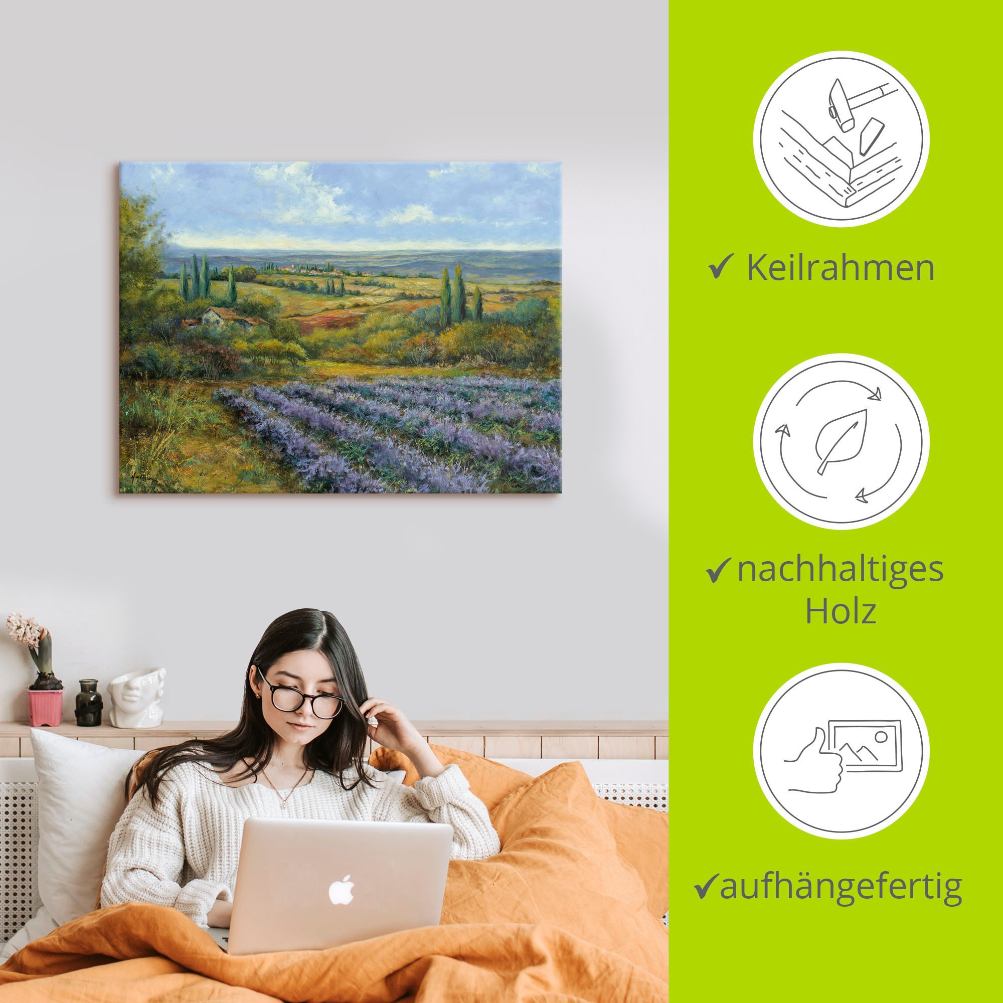 Artland Wandbild »Lavendelfelder in der Provence« Europa 1 Stk. tlg. als Leinwandbild, Poster, Wandaufkleber in verschied. Größen