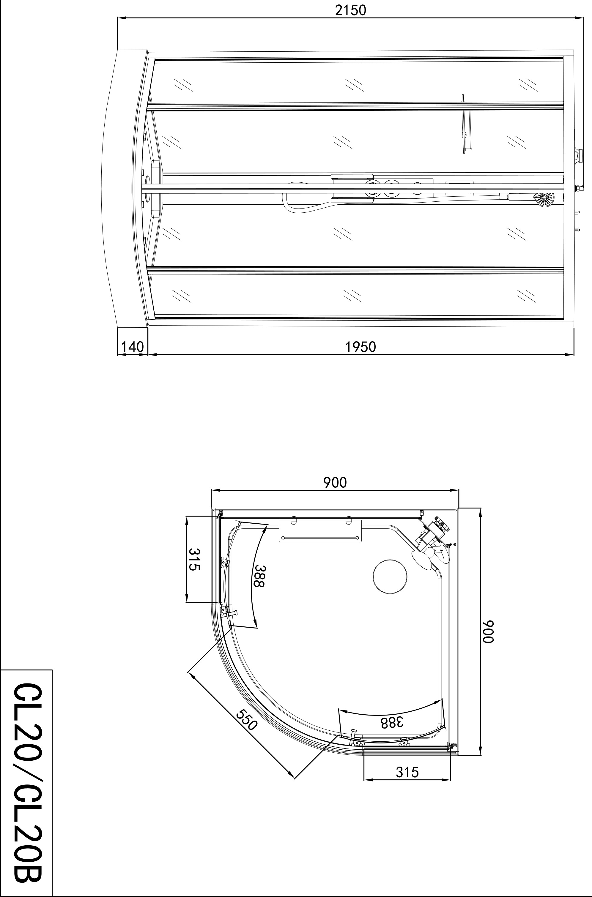 Sanotechnik Komplettdusche »AUSTIN«, LxBxH: 90x90x215cm