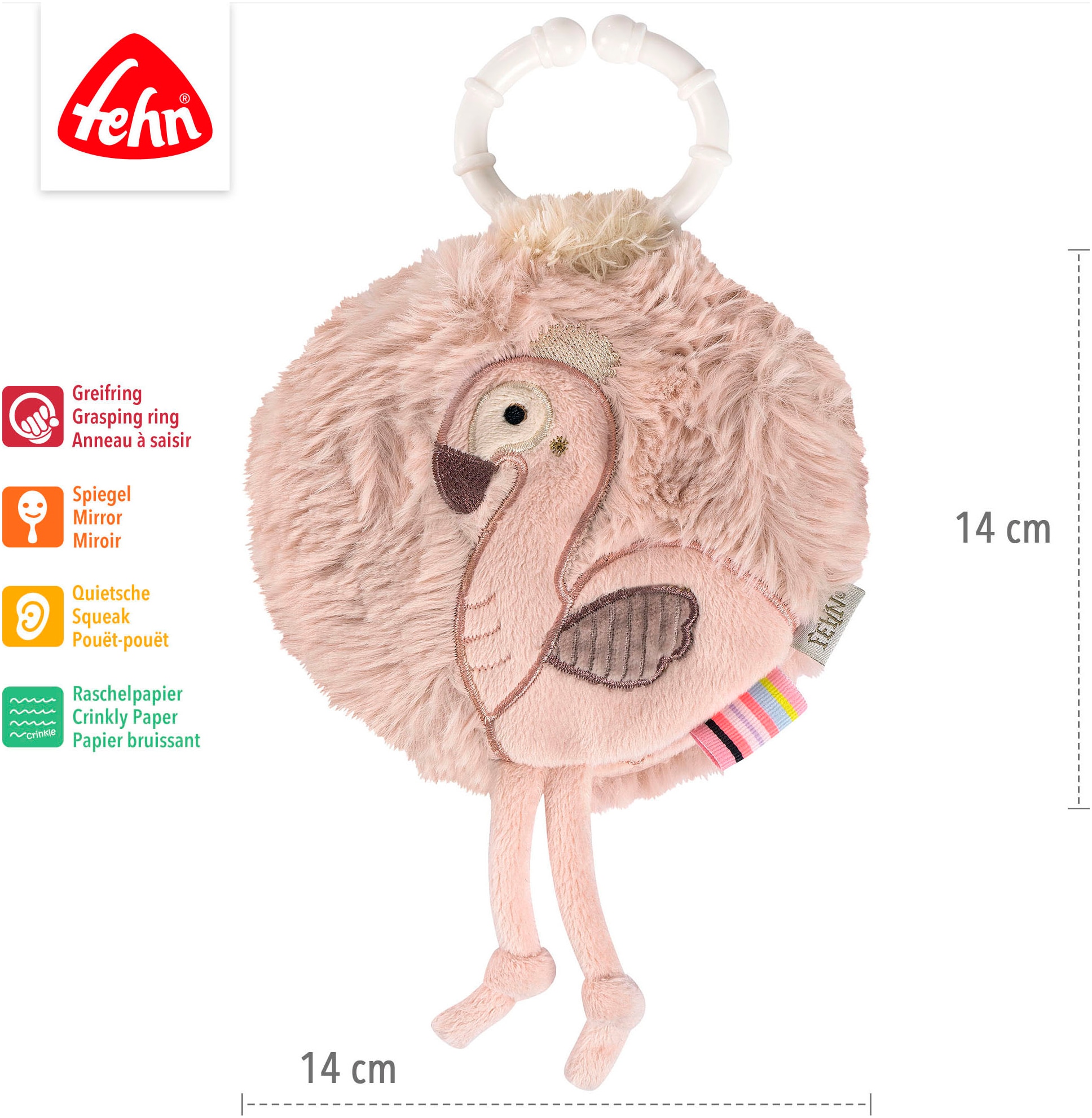 Fehn Greifspielzeug »Lazy, Crazy & Pink, Stoffbuch Flamingo«