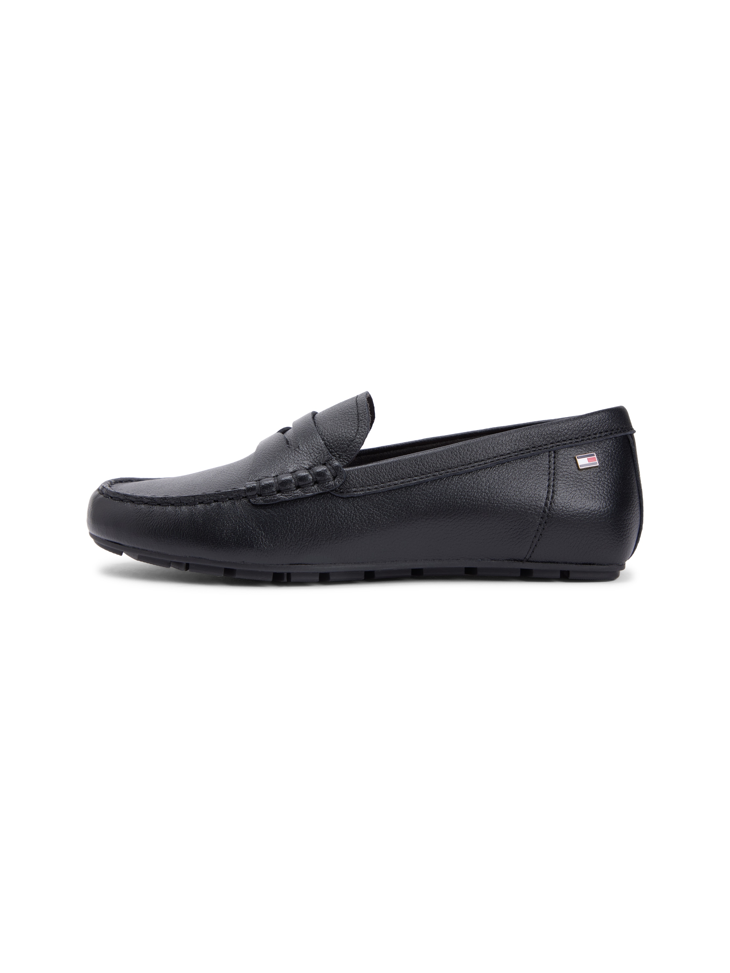 Tommy Hilfiger Slipper »FLAG LEATHER DRIVER LOAFER«  Halbschuh, Schlupfschuh mit modischer Ziersteppung