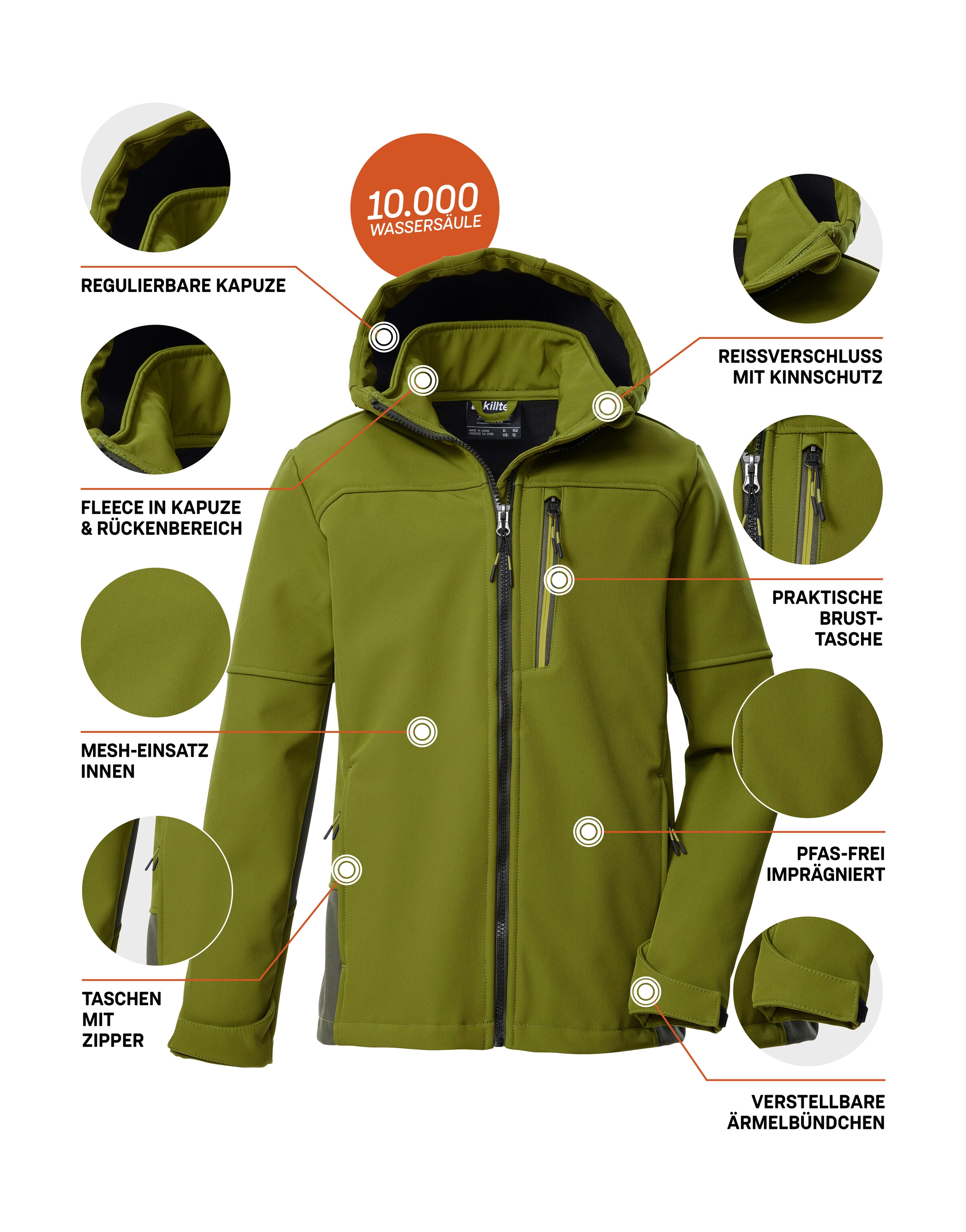 Killtec Softshelljacke »KOW 226 BYS SFTSHLL JCKT« Wind- und wasserabweisende Kinder-Softshelljacke, Fleece, Reflektoren