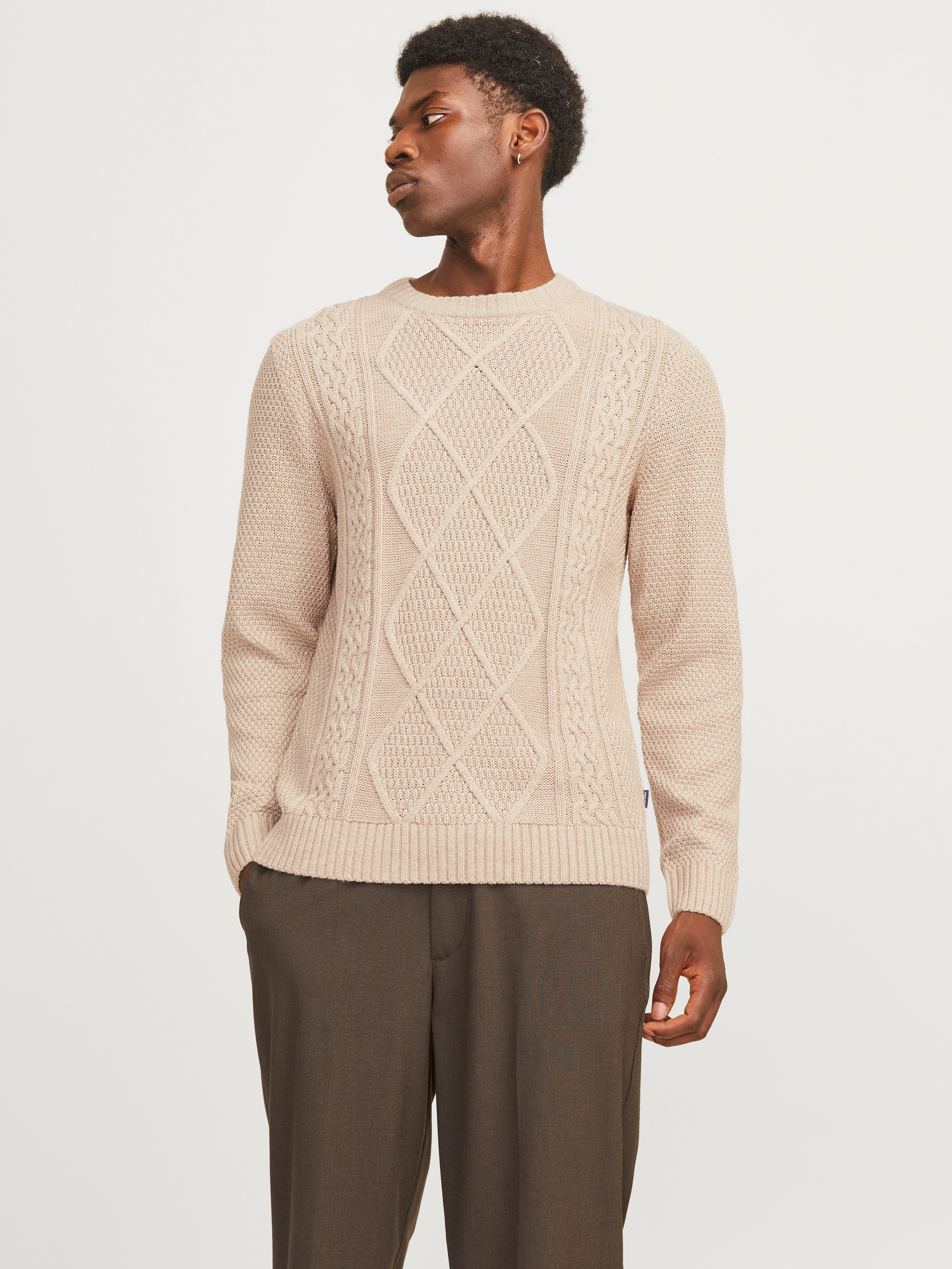 Jack & Jones Rundhalspullover »JPRBLUDIOGO CABLE KNIT LN«