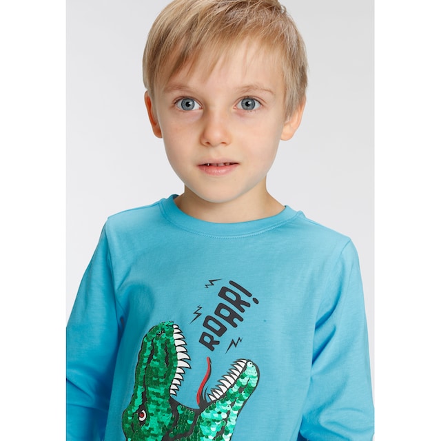 KIDSWORLD Langarmshirt »mit Dino-Motiv aus Wendepailletten« bei ♕