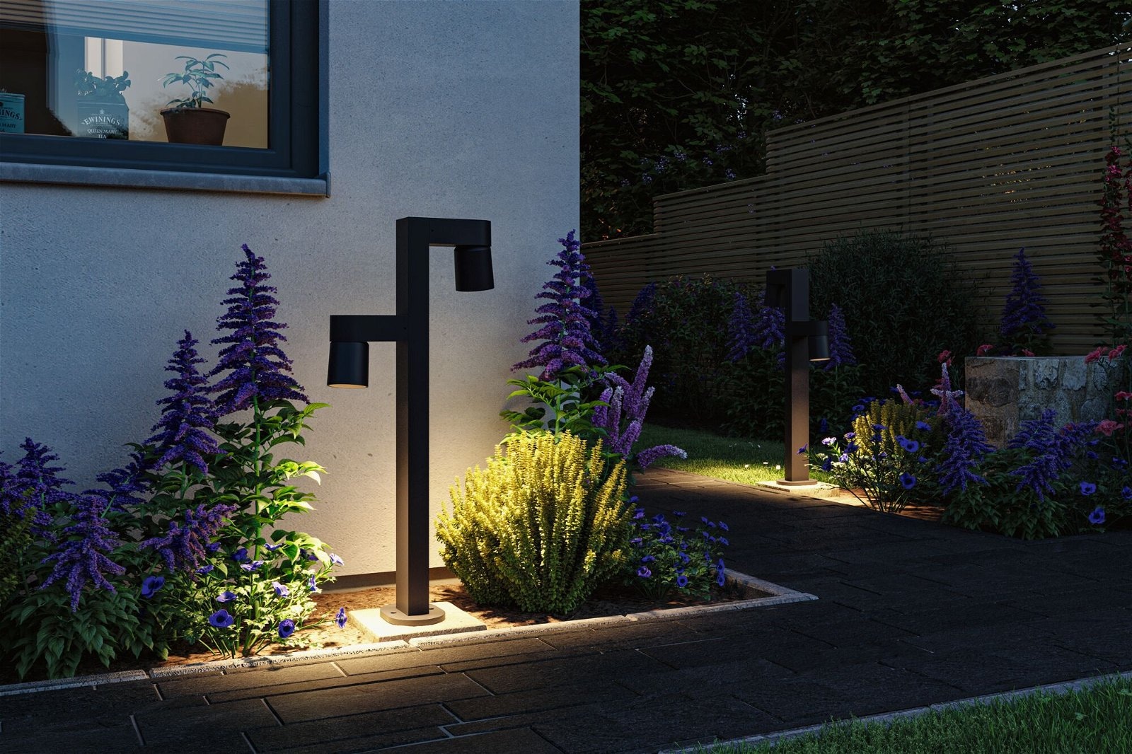 Paulmann LED Pollerleuchte »Kimu IP44 822mm 3000K 2x8W 750lm 230V 70° Anthrazit Aluminium«, 2 flammig