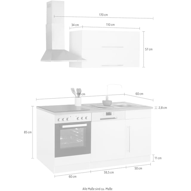 HELD MÖBEL Küchenzeile »Samos«, ohne E-Geräte, Breite 170 cm bequem kaufen
