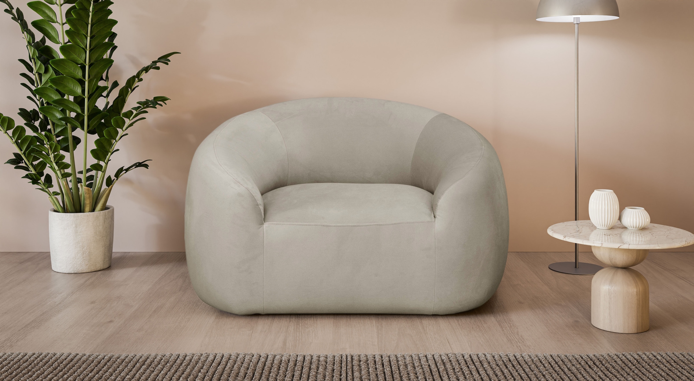 LeGer Home by Lena Gercke Sessel »YANI Relaxsessel, Loungesessel, Maße B/T/H: 127/96/76 cm«, organische Form, mit Wellenunterfederung, auch in Bouclé