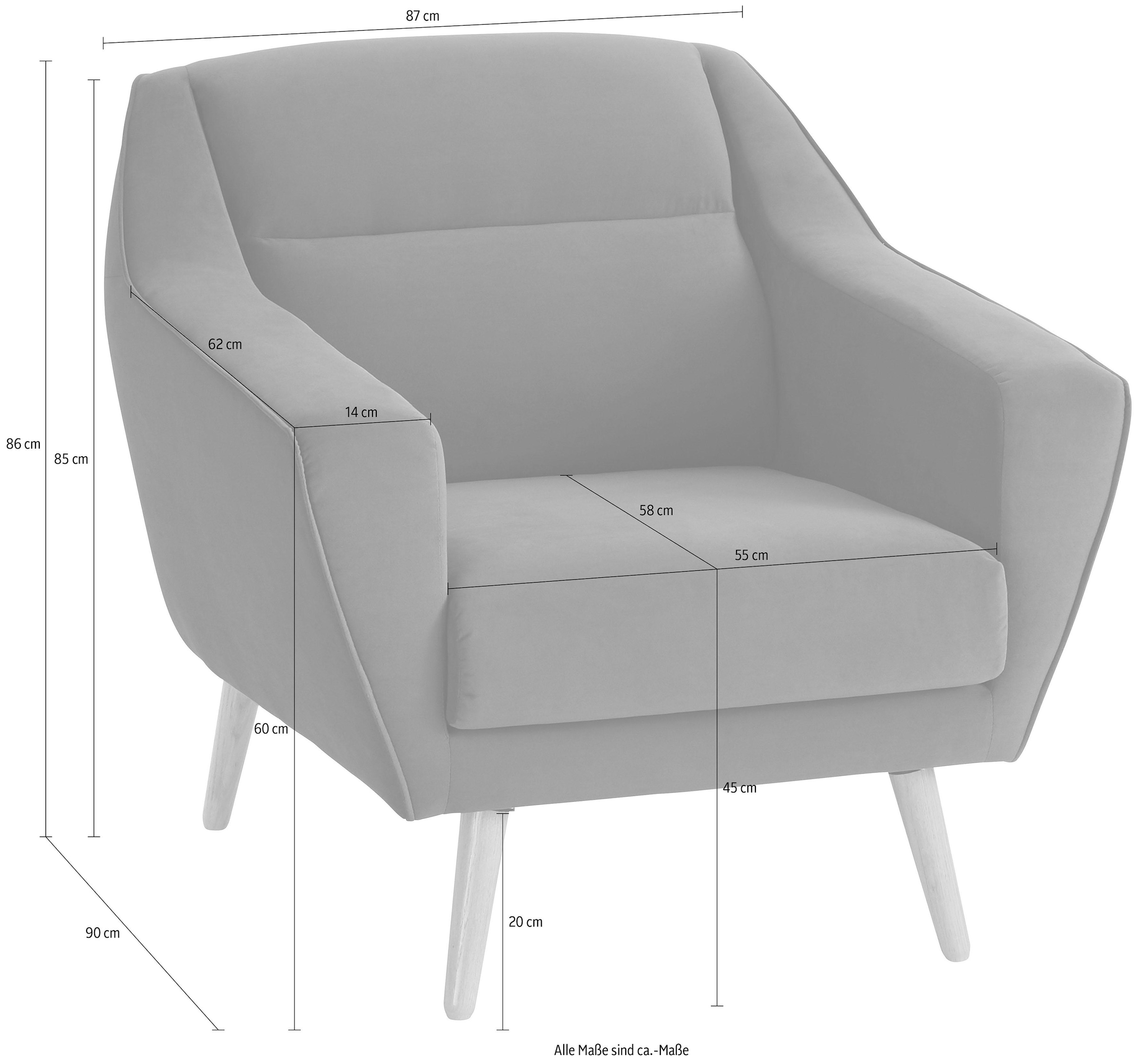 andas Sessel »Bille«, mit Naht im Rückenkissen und Eiche-Beinen, Design by Morten Georgsen