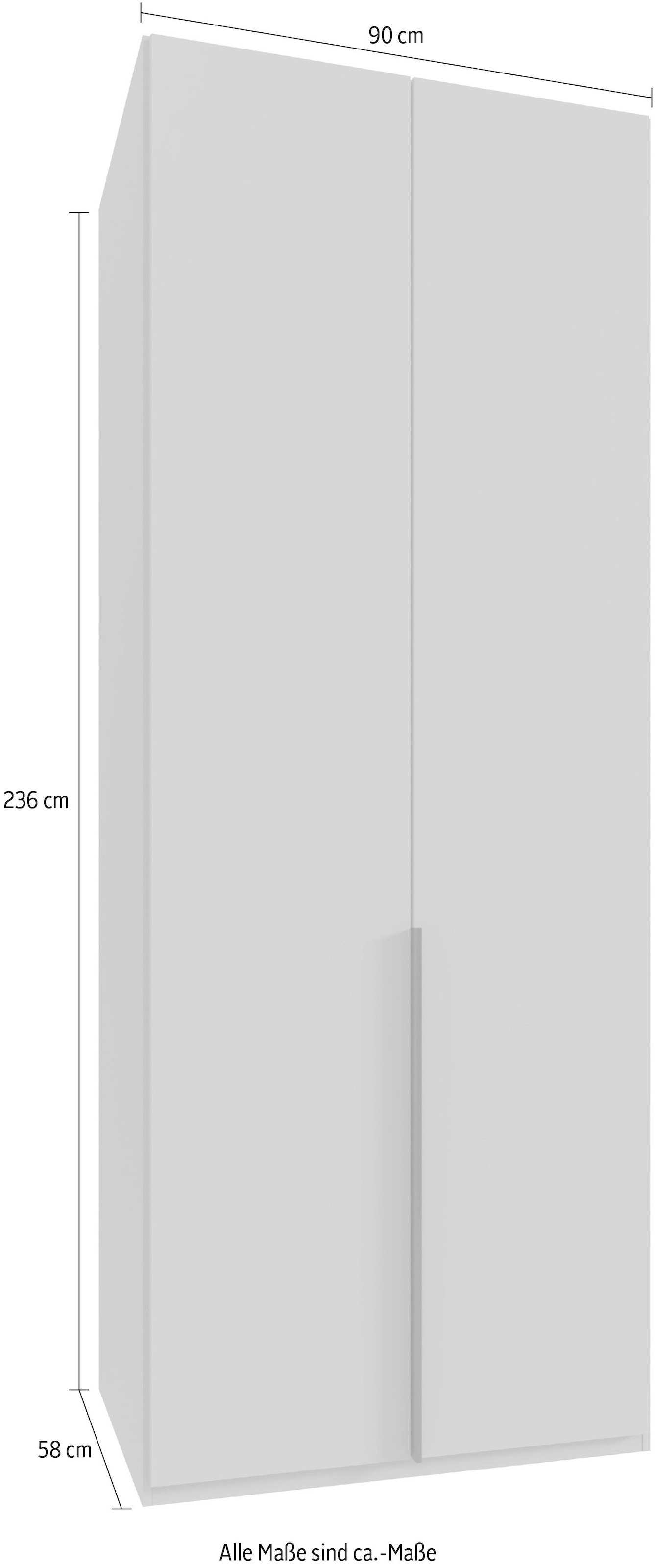 Wimex Kleiderschrank »Mugano, in 5 Breiten und 2 Höhen, Made in Germany«, (in Basic oder Premium Ausstattung mit 2 weiteren Einlegeböden), mit langen Griffstangen aus Metall, wahlweise mit oder ohne Spiegel