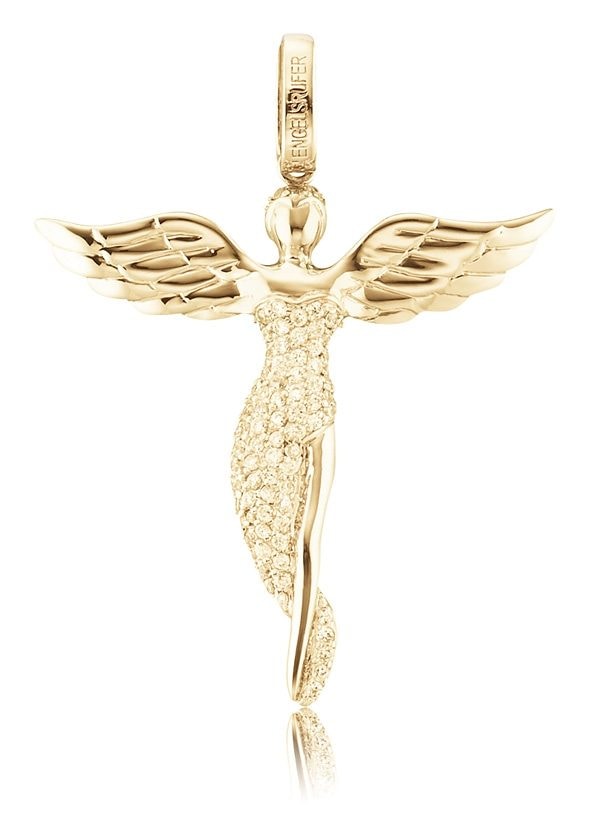 Engelanhänger »Bright like a diamond, ENGEL MIT STEIN GOLD PLATED, ERP-ANGEL-MG«, mit...