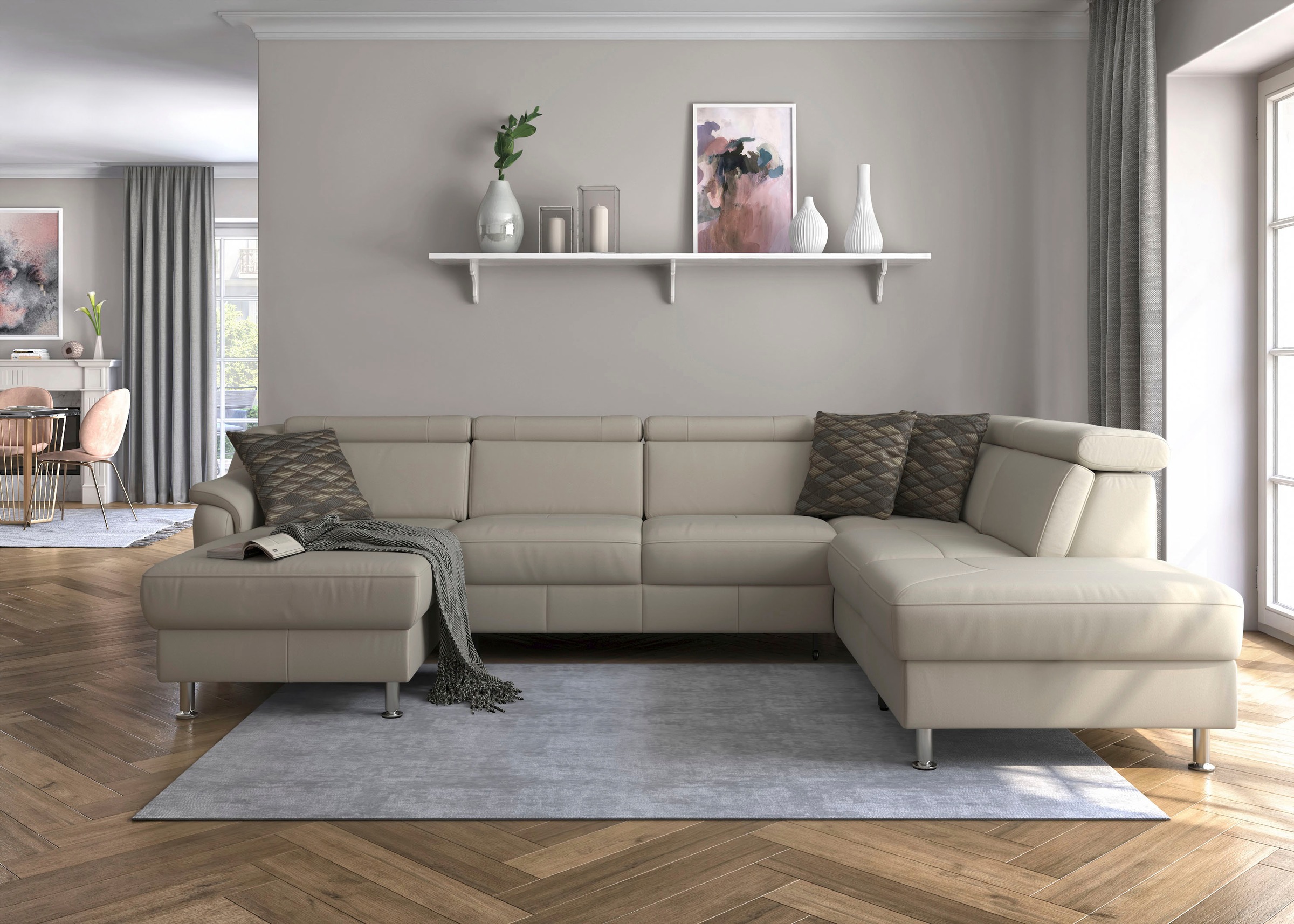 sit&more Wohnlandschaft »Freetown U-Form«, Kopfteilverstellung und Federkern, wahlweise mit Bettfunktion