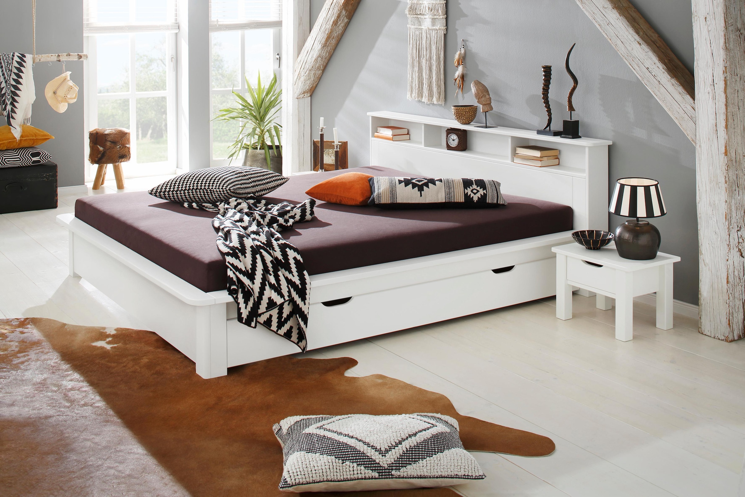 Home affaire Massivholzbett »"KERO" BESTSELLER! Stauraum im Kopfteil«, zertifiziertes Massivholz (Kiefer), optional mit Schublade