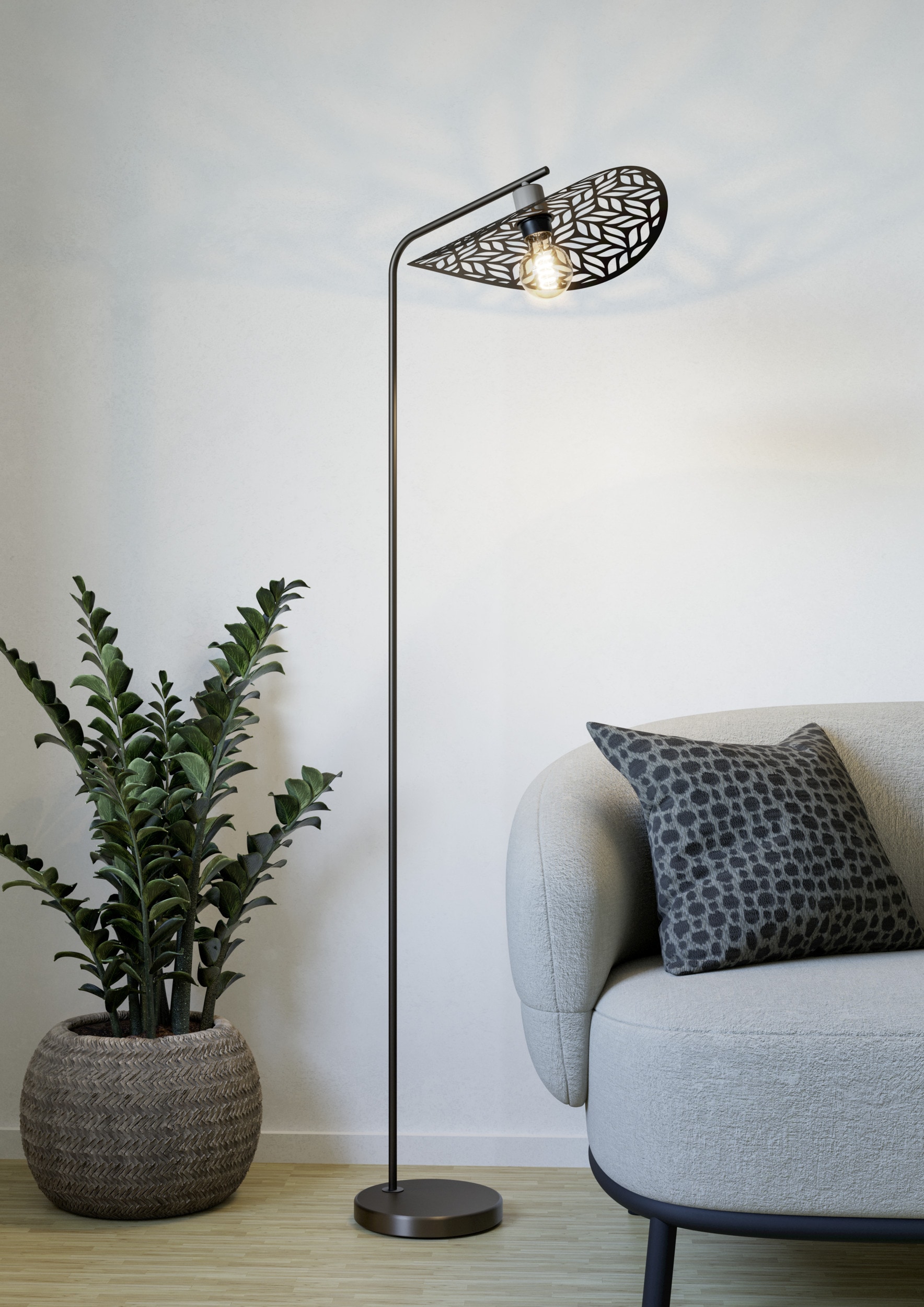 EGLO Stehlampe »SWABY Stehlampe - Stahl - E27 - 1X60W - IP20« E27 1 Stk. Standlampe Wohnzimmer, Fußtrittschalter, L51 x B40 x H159,5 cm