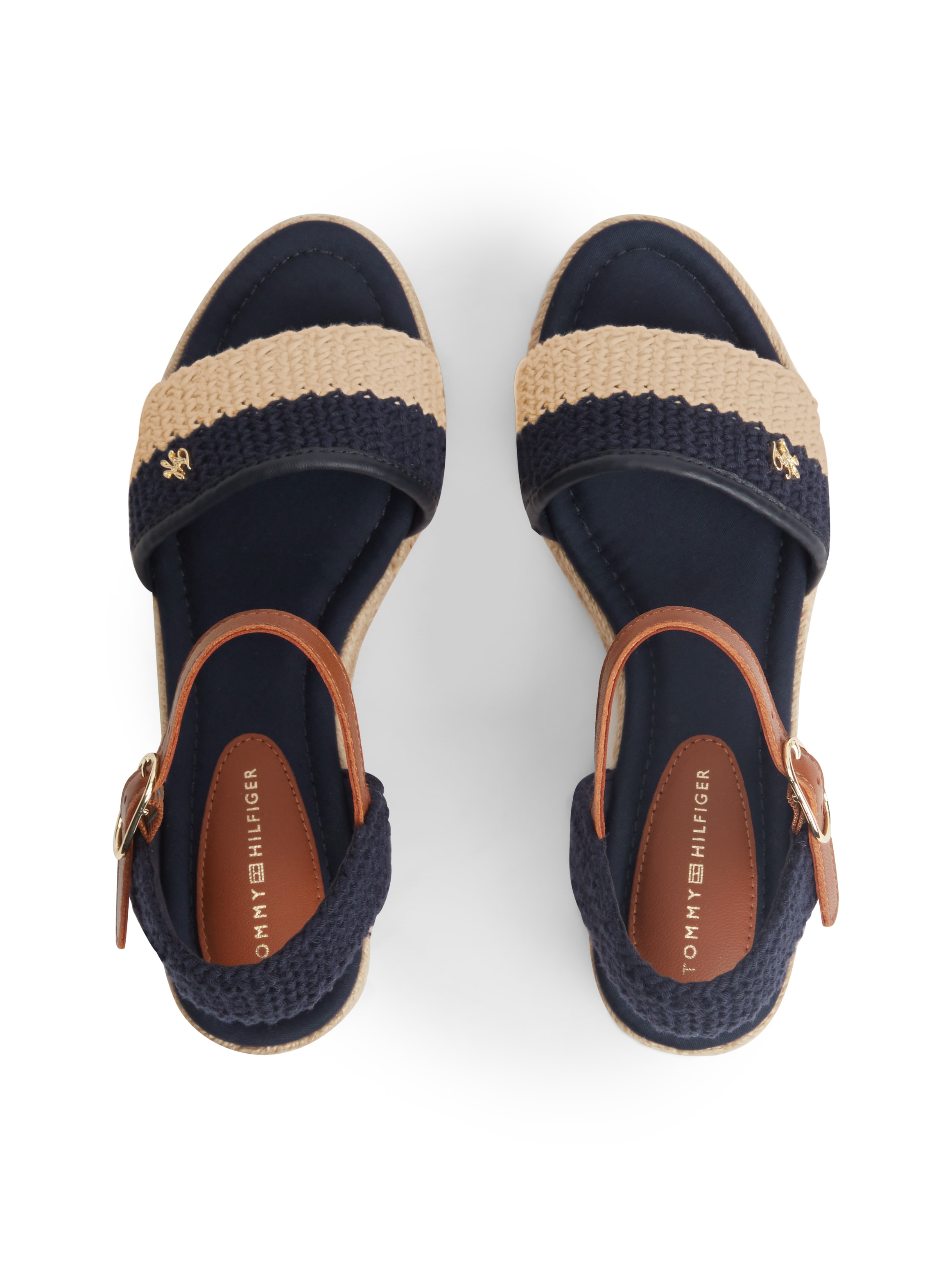Tommy Hilfiger Keilsandalette »TH MID ESPAD WEDGE CROCHET«  Sommerschuh, Riemchensandale in sommerlicher Häkel-Optik, schmale Form