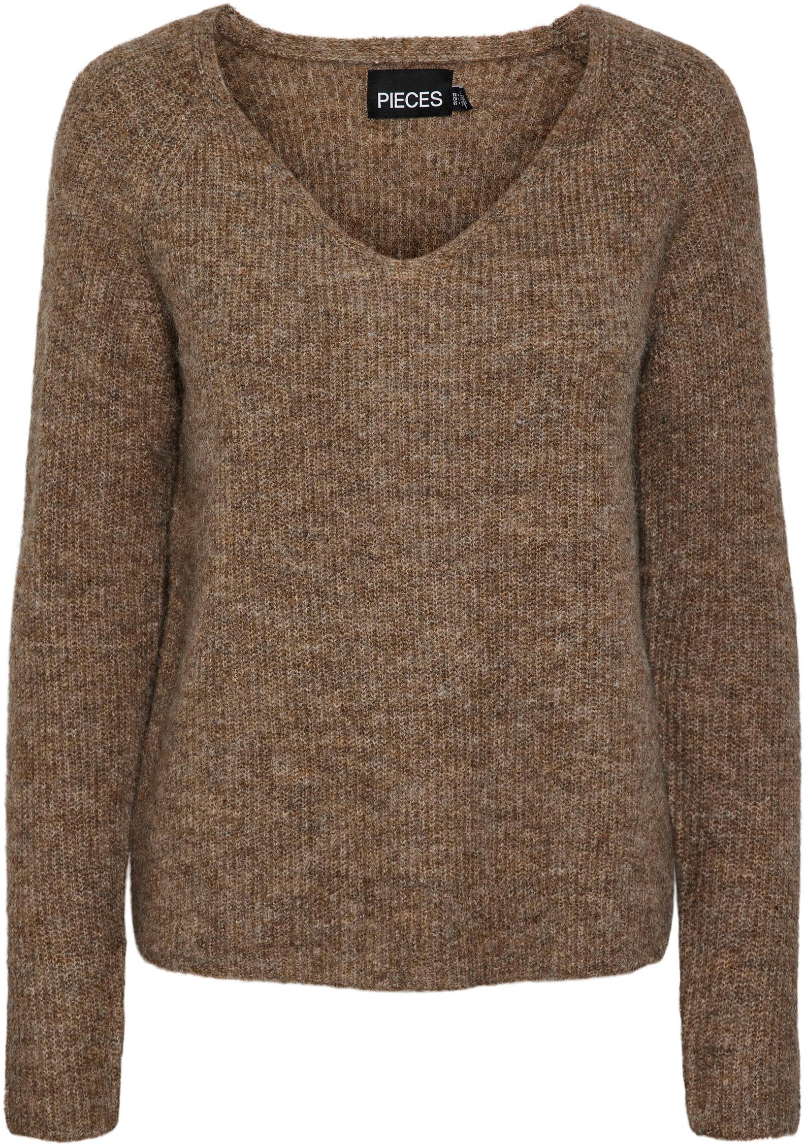 pieces V-Ausschnitt-Pullover »PCELLEN LS V-NECK KNIT NOOS BC«, mit Wolle