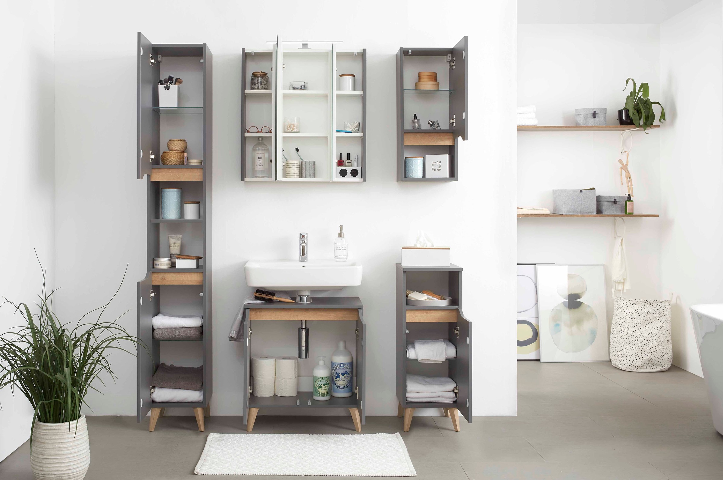 Saphir Unterschrank »Quickset Badschrank mit 1 Tür, 1 Einlegeboden, 30 cm breit« Badezimmer-Unterschrank inkl. Türdämpfer, grifflos