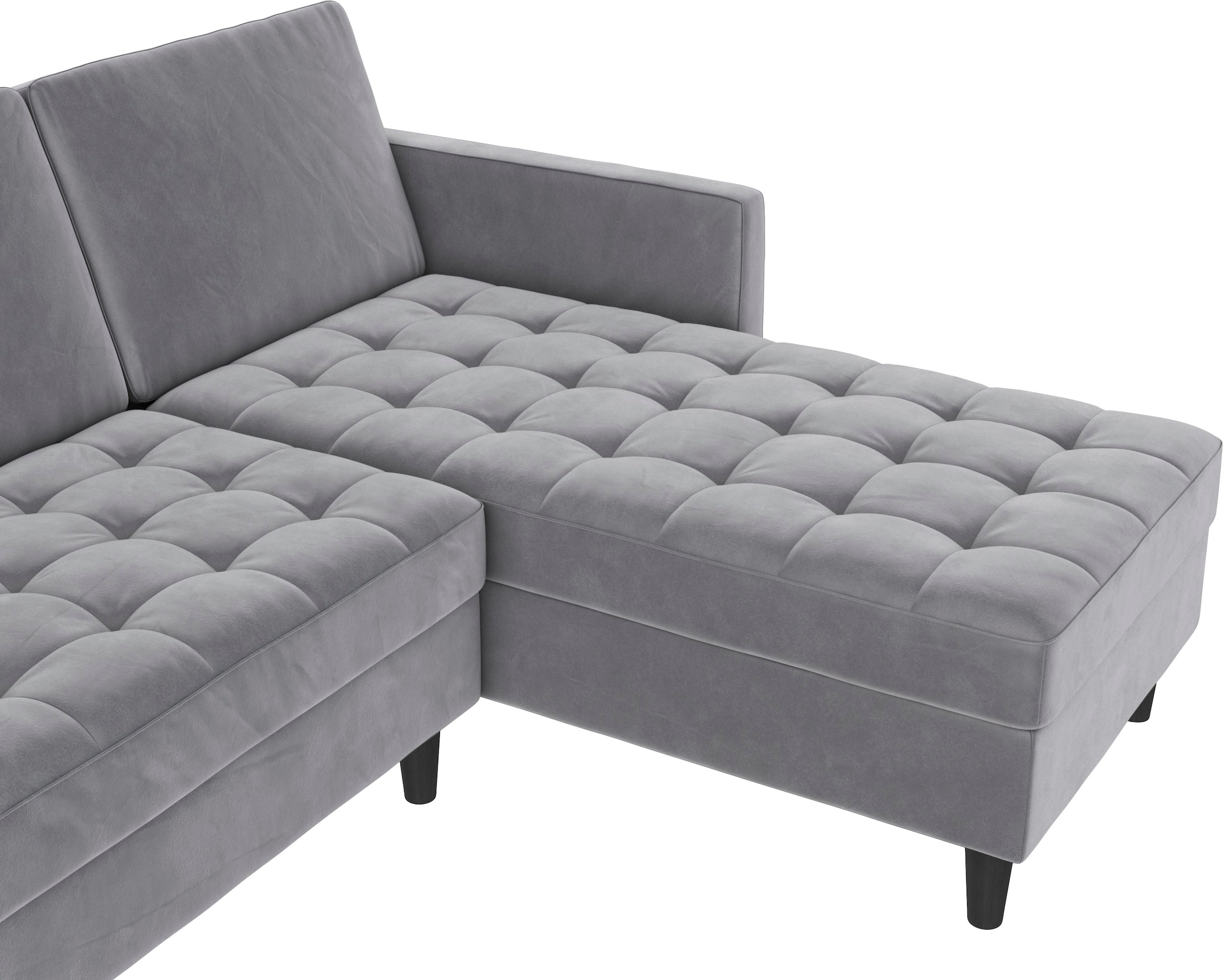 Dorel Home Ecksofa »Presley, L-Form,«, Ecksofa mit Bett-Funktion und Stauraum, verstellbare Rückenlehne