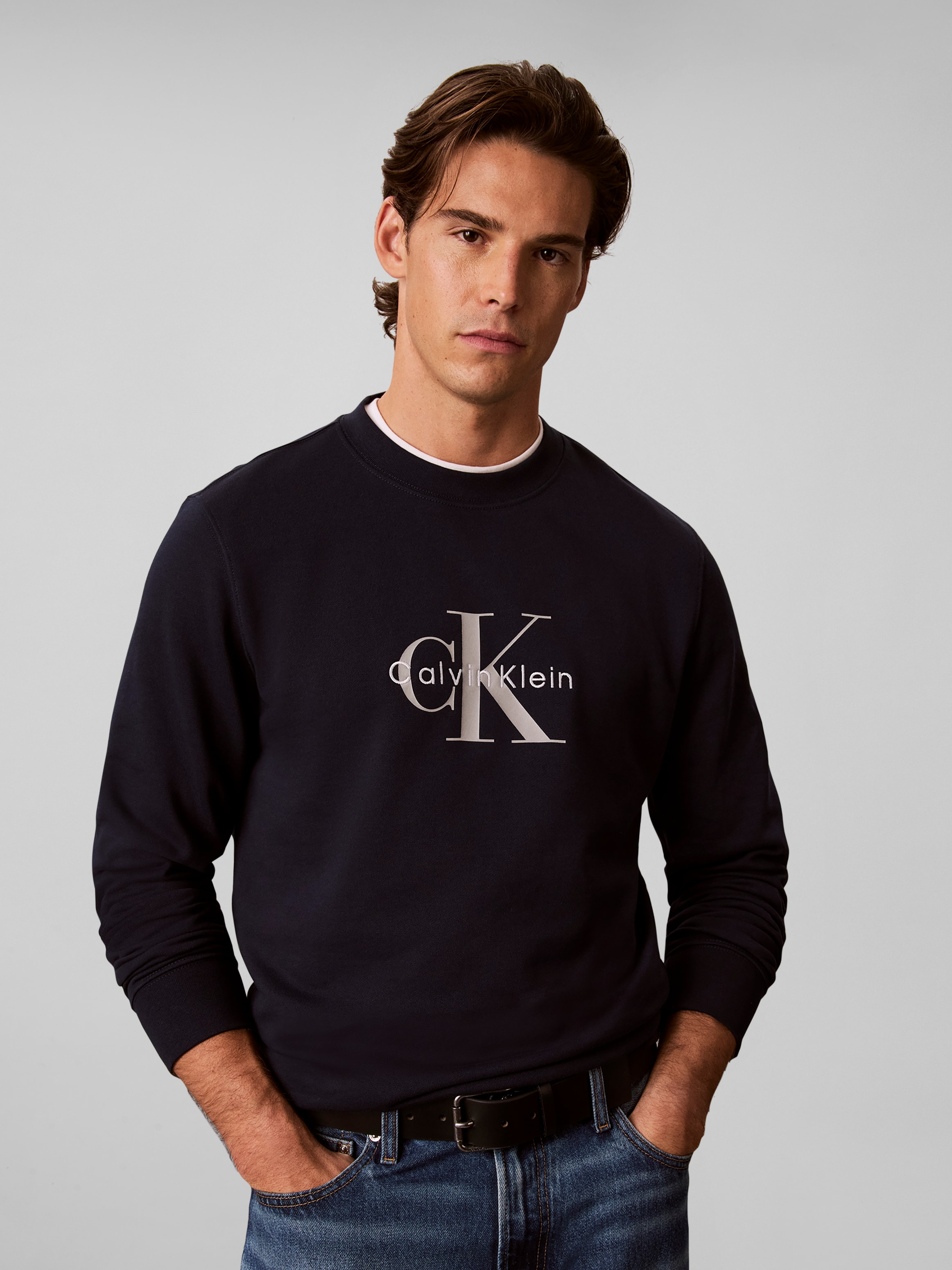 Calvin Klein Jeans Sweatshirt , Rundhalsausschnitt, Regular Fit, großer Logo-Print
