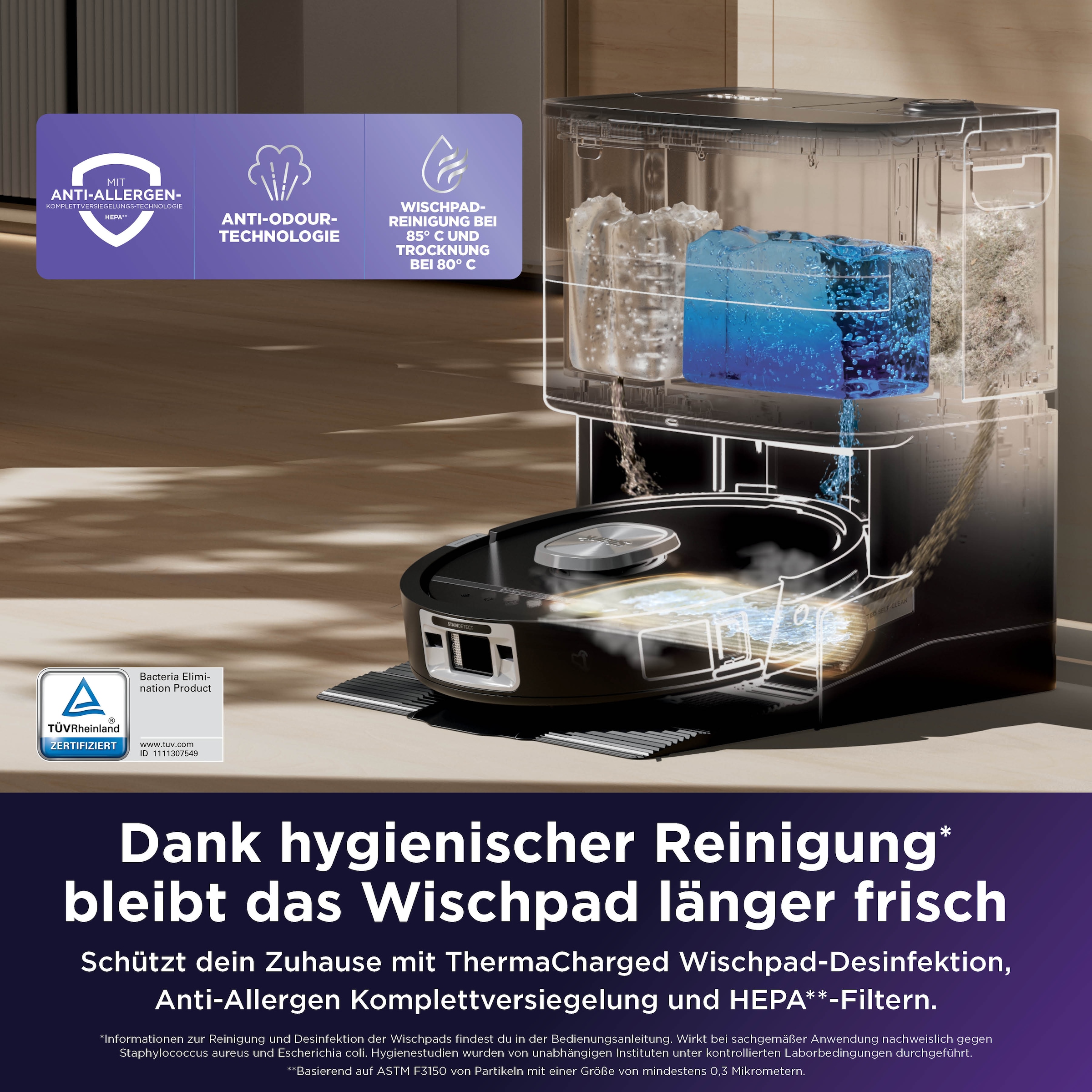 Shark Saugroboter »Shark PowerDetect UV Reveal 2-in-1 Saug- und Wischroboter RV3000XEEU« UV-Reveal-Technologie, 8 PowerDetect-Technologien