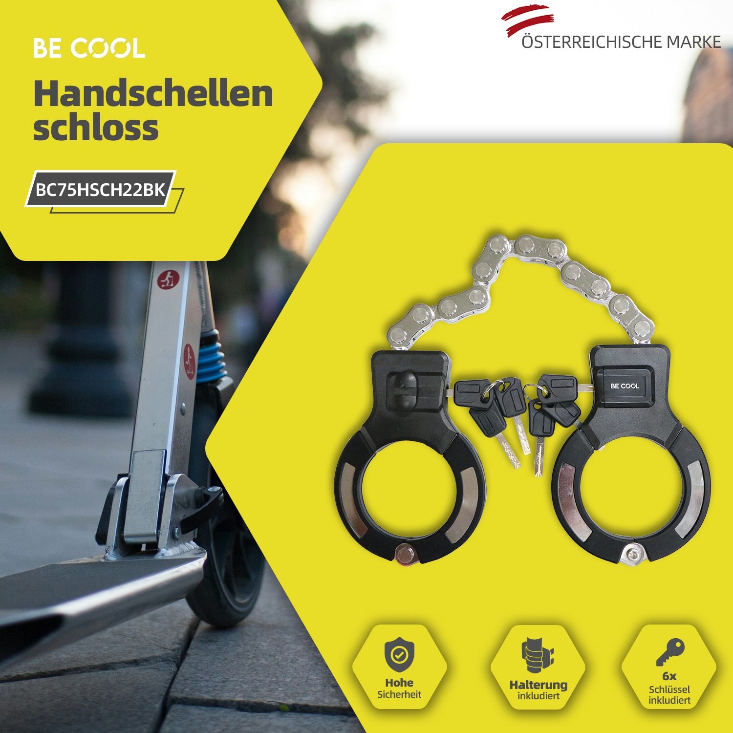 be cool Handhebelschloss »BE COOL BC75HSCH22BK«