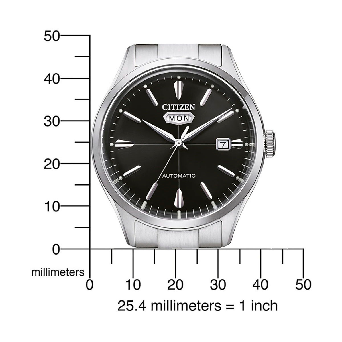 Citizen Automatikuhr Armbanduhr, Mechanische Uhr, Herrenuhr, Datum, Edelstahlarmband