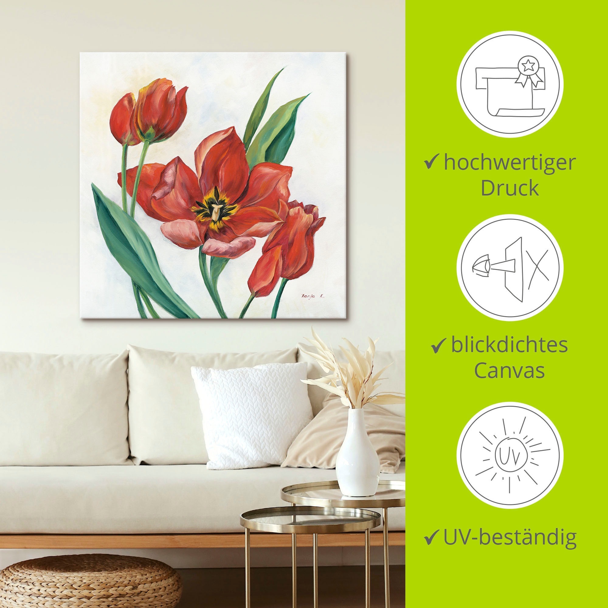 Artland Wandbild »Tulpen I«, Blumenbilder, (1 St.), als Leinwandbild, Poster in verschied. Größen