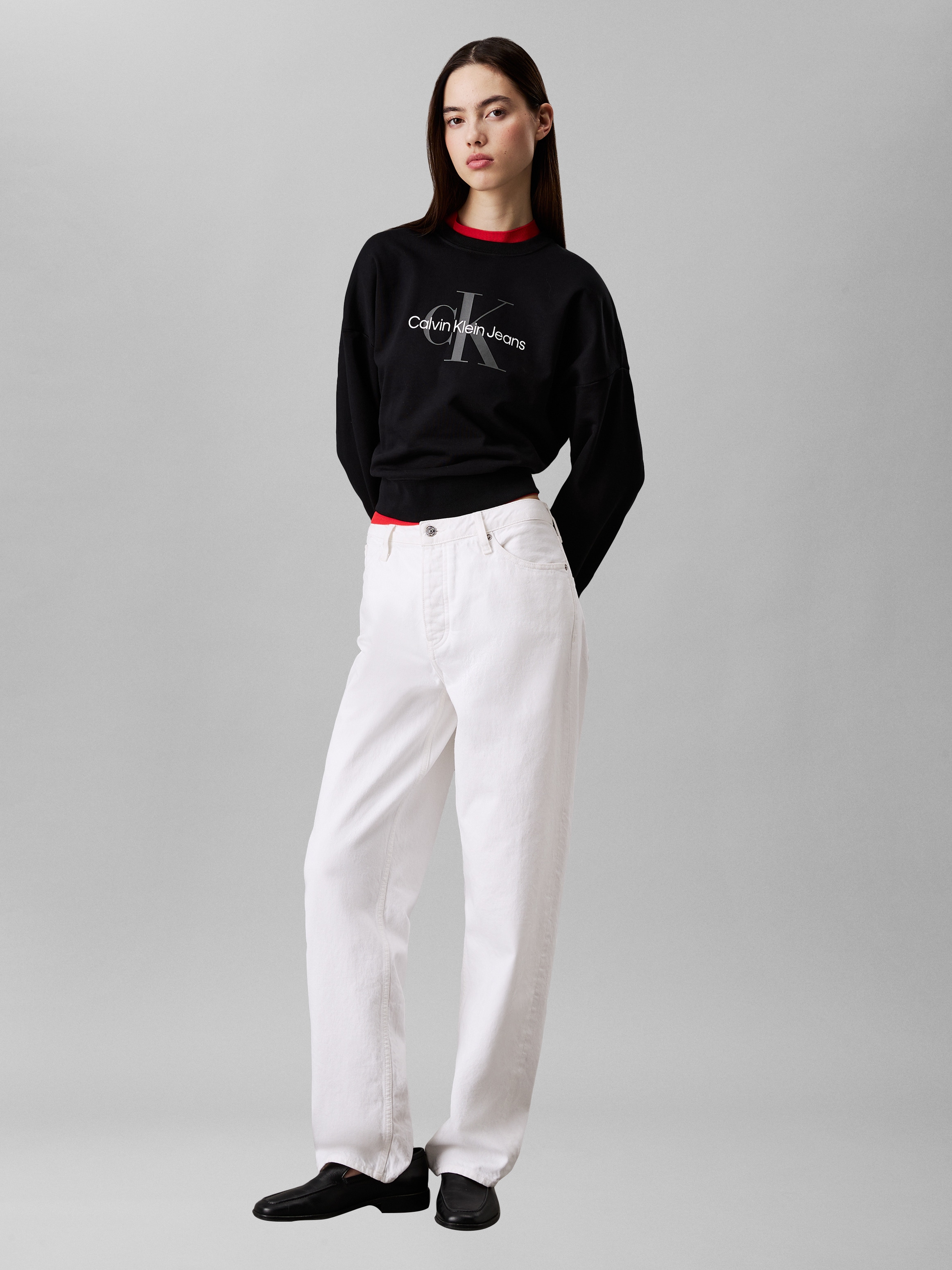 Calvin Klein Jeans Sweatshirt »LS MONOLOGO FRENCH TERRY RLXD CR«, , Logoschriftzug
