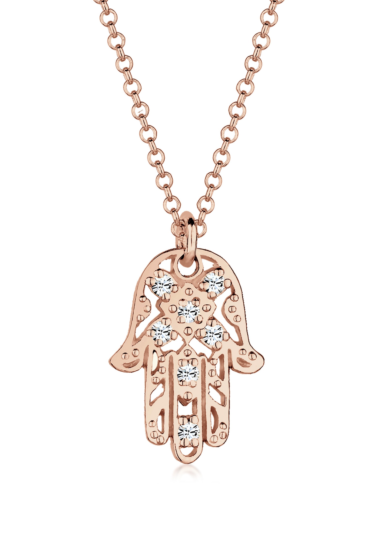 Elli Silberkette »Halskette Hamsa Hand der Fatima Kristalle 925 Silber«