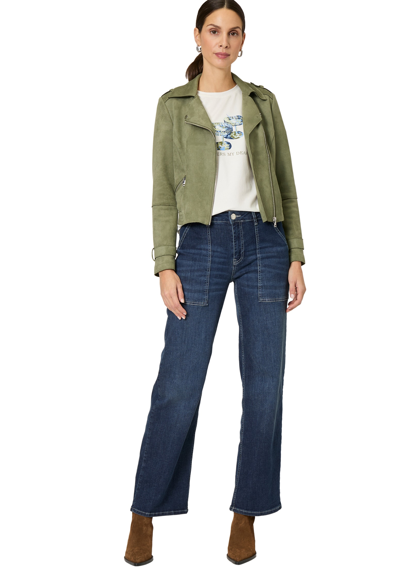 Zero Jackenblazer »Velourslederjacke mit Reißverschluss«