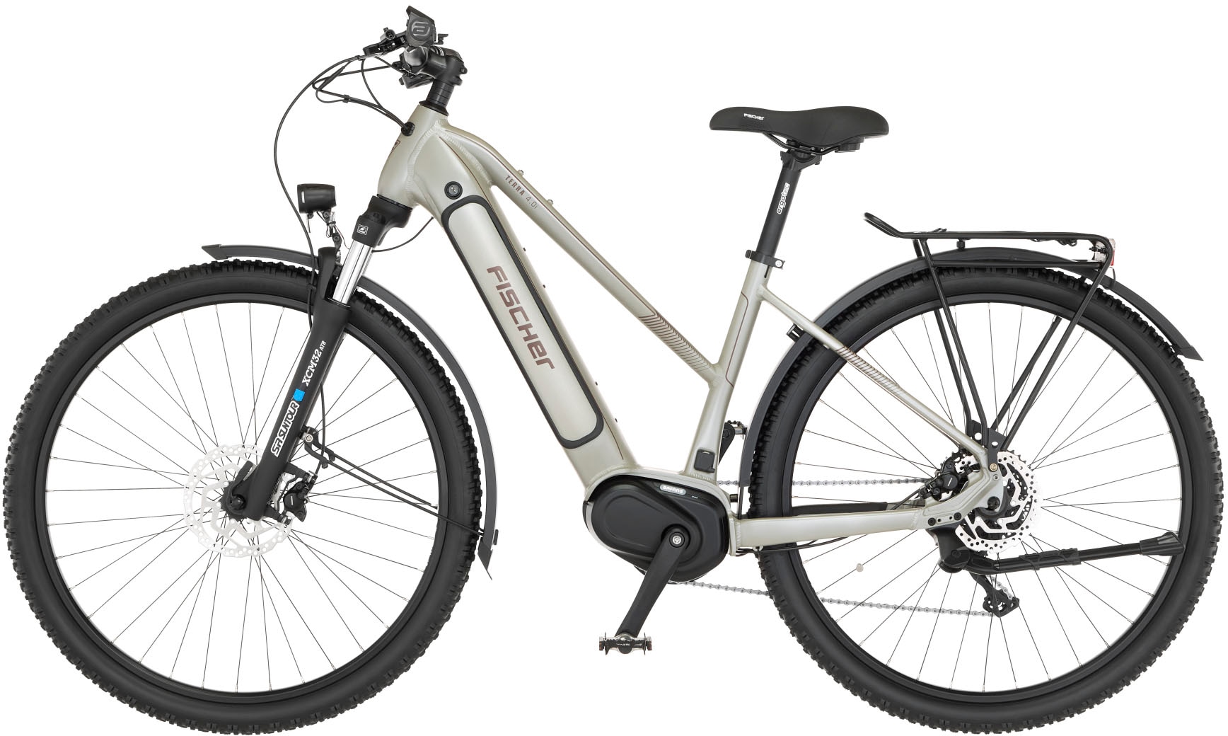 FISCHER Fahrrad E-Bike »TERRA 4.0i 45«, 10 Gang, Shimano, Deore, Mittelmotor 250 W, (mit Fahrradschloss), Pedelec, Elektrofahrrad für Damen u. Herren, ATP