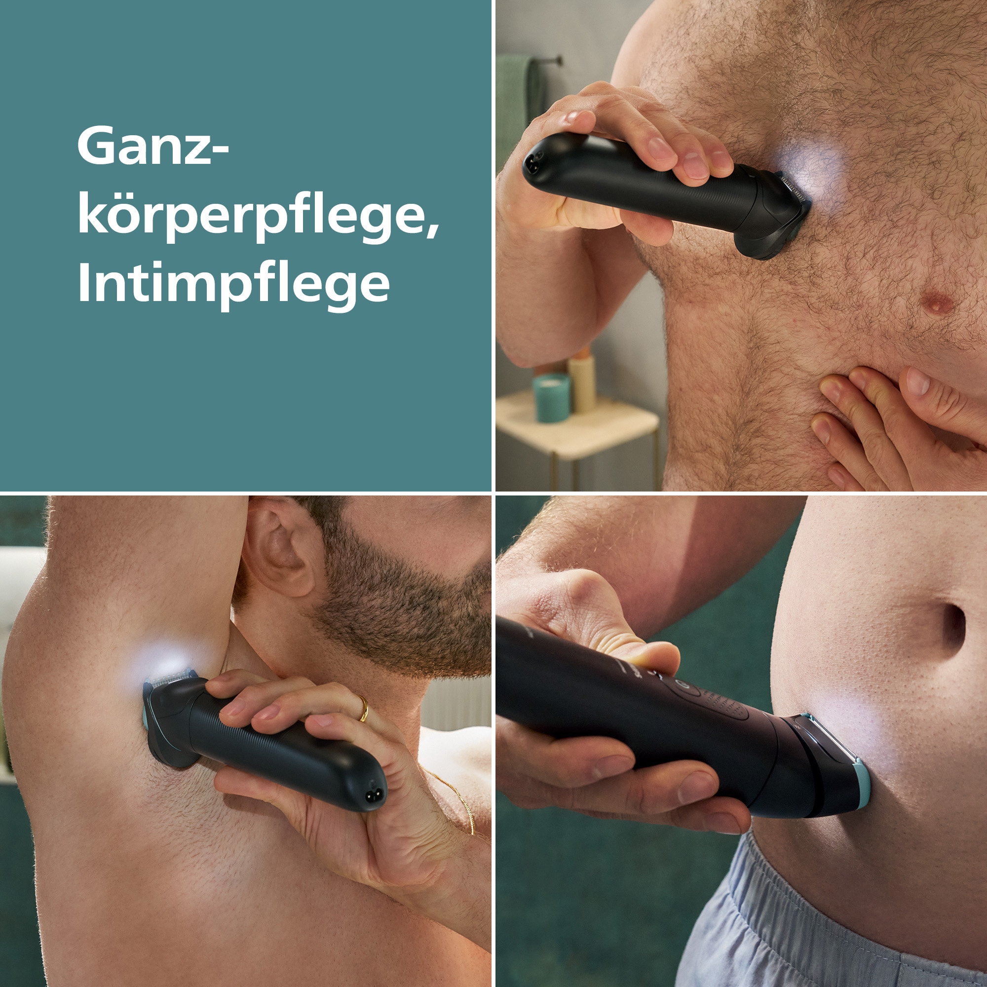 Philips Elektrokörperrasierer »Serie 7000 BG7470/15« 4 Stk. Aufsätze mit flexiblem 2D-Scherkopf, Präzisionskamm, inkl. Reiseetui