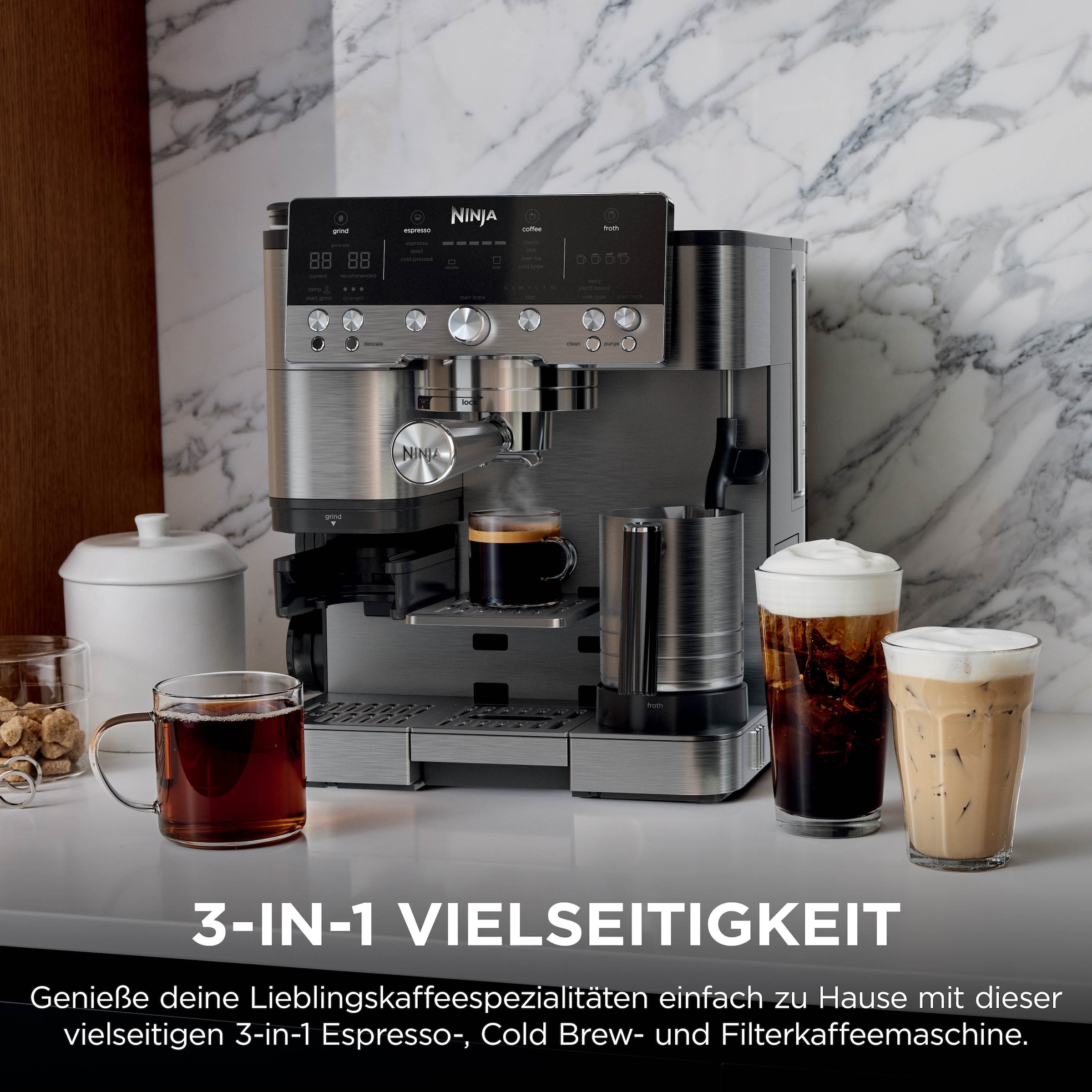 NINJA Espressomaschine »ES655EU  Luxe Café Premier Plus-Serie« Drei Maschinen in einer: Espresso-, Filterkaffee- und Cold Brew
