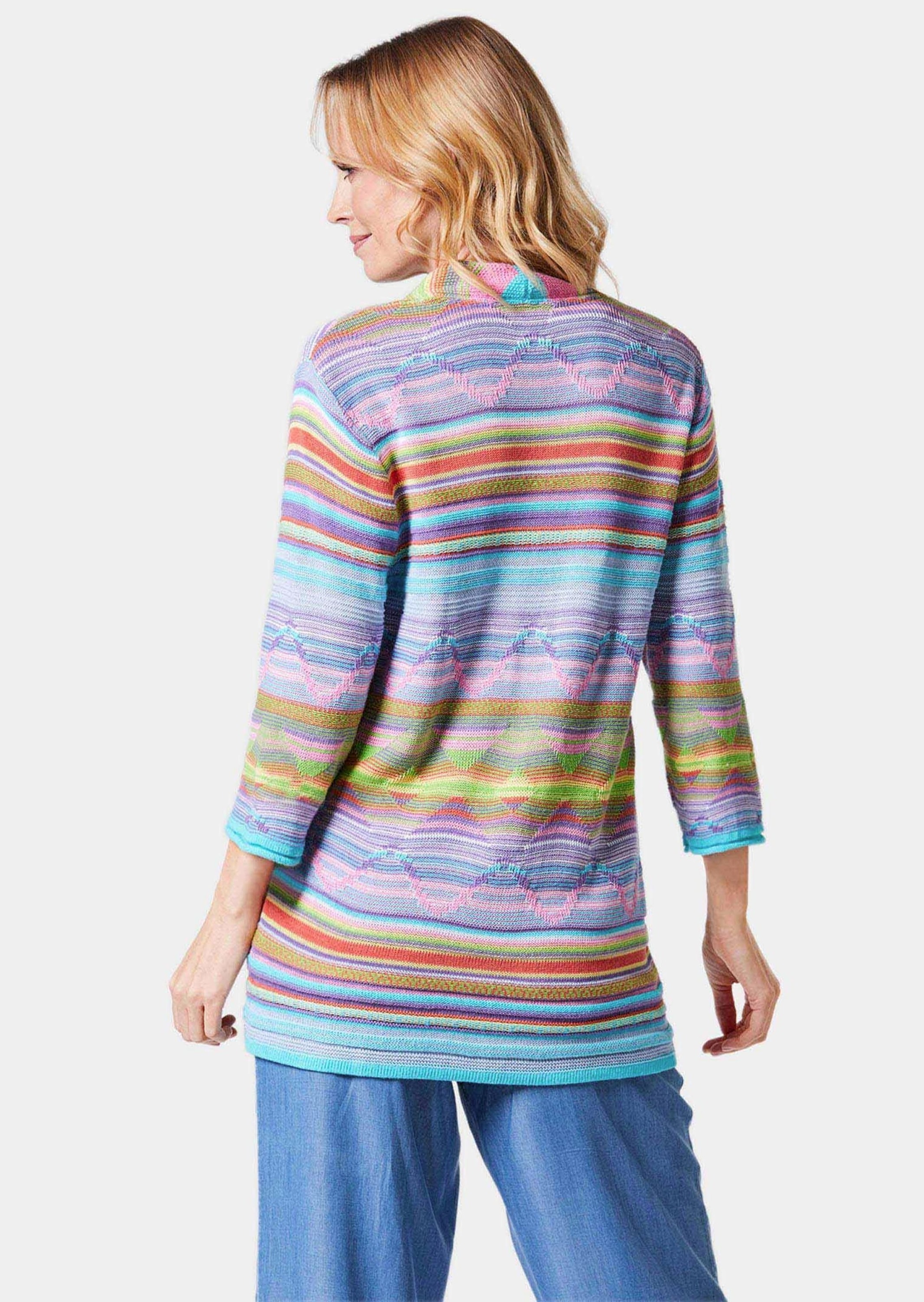 GOLDNER Strickjacke »Kurzgröße Abstrakt gemusterte Jaquardstrickjacke in offener Schnittform«