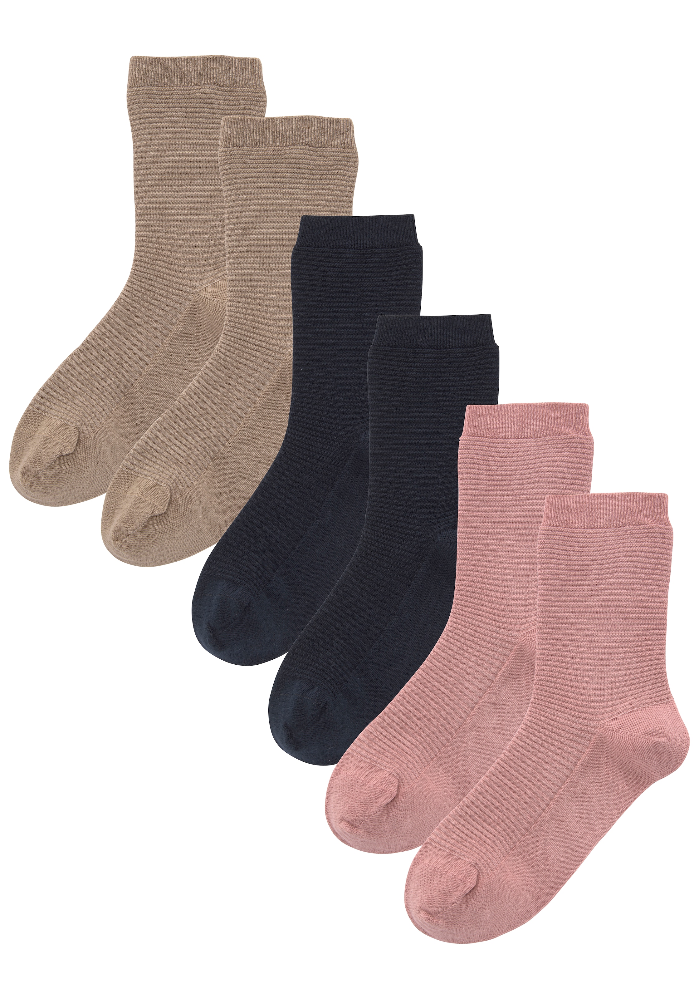 Bench. Basicsocken, (Packung, 6 Paar), in Rippstruktur